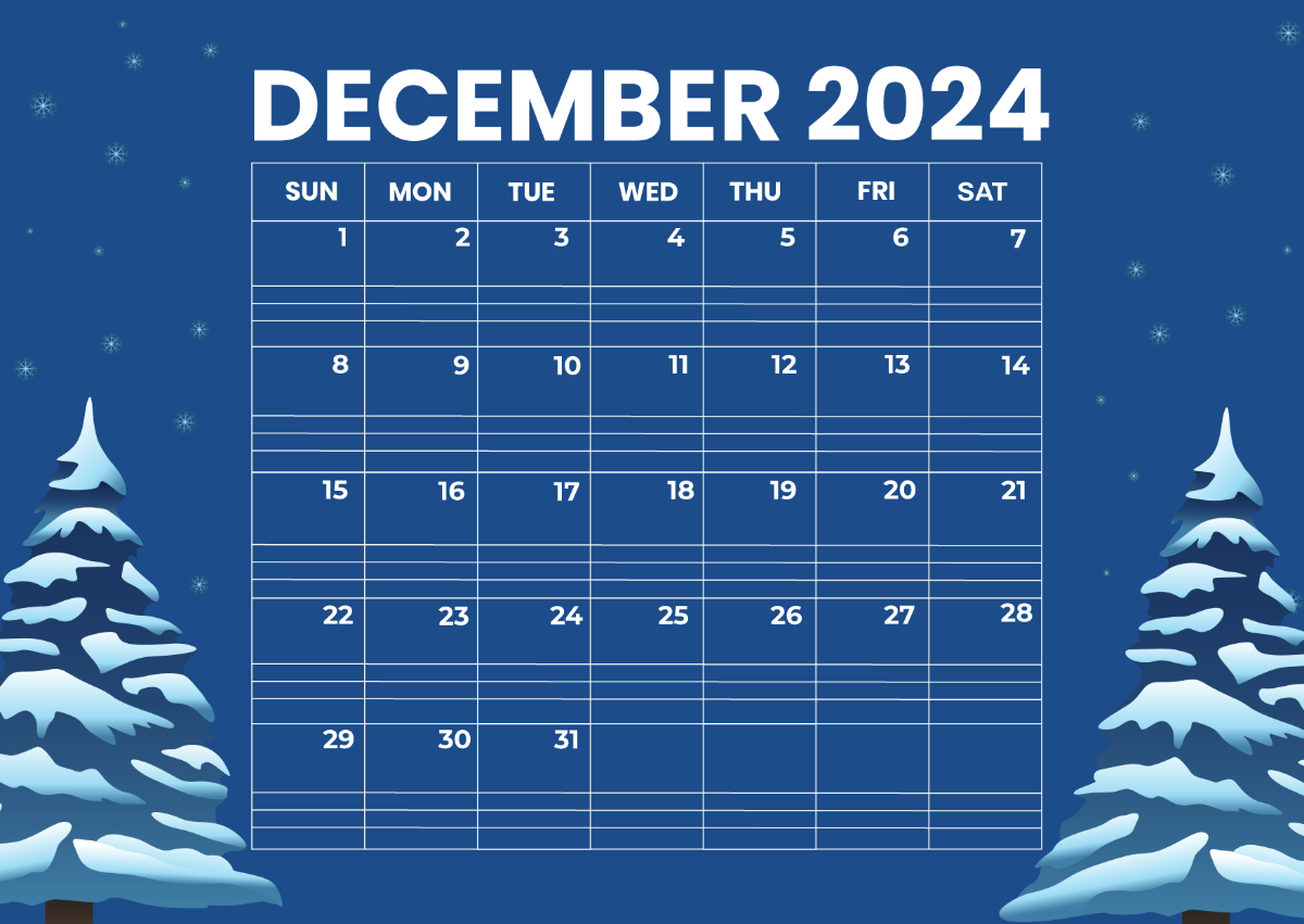 Printable December Calendar With Lines