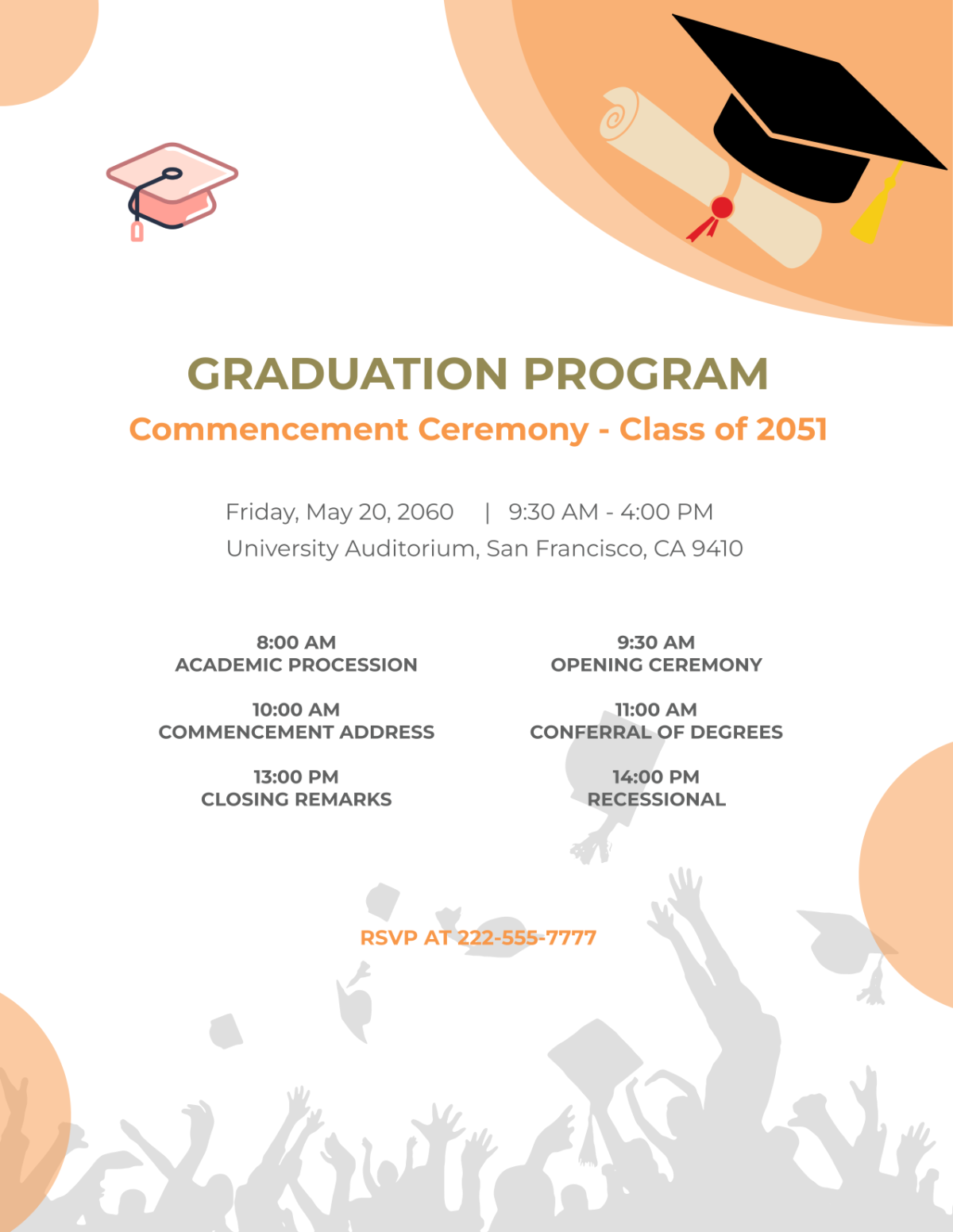 Free Downloadable Graduation Program Template To Edit Online