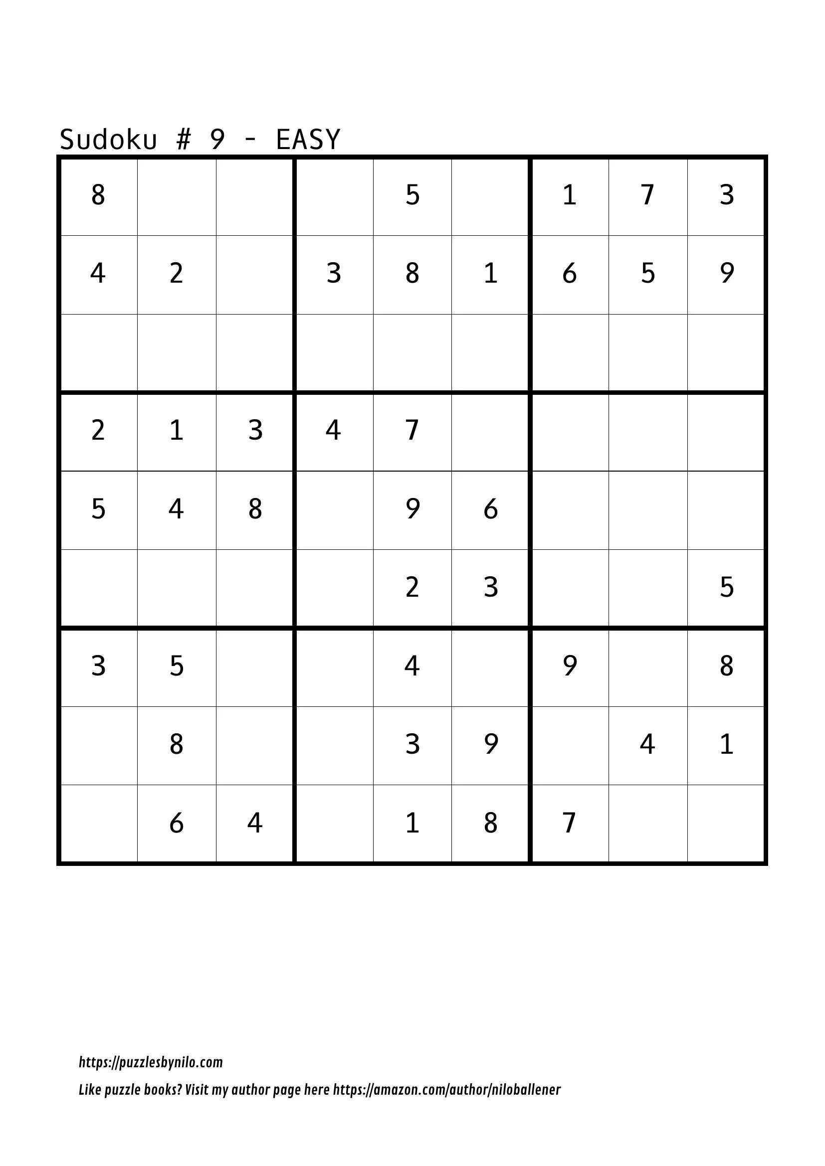 Sudoku Puzzles Free Printable