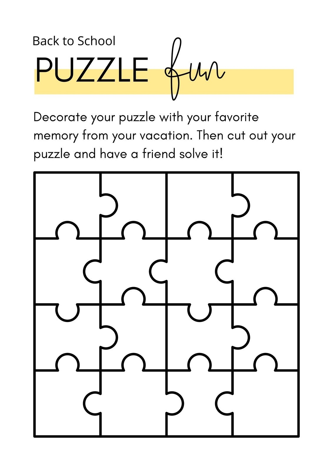 Free Blank Puzzle Printable