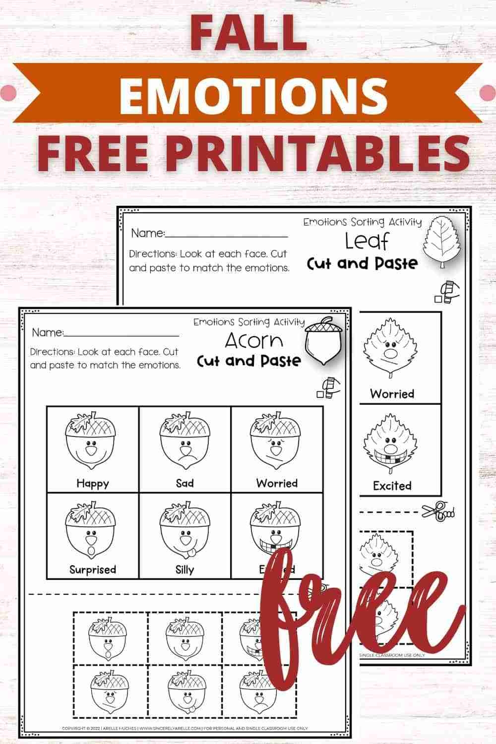 Free Fall Cut And Paste Worksheets Identifying Emotions Smart 