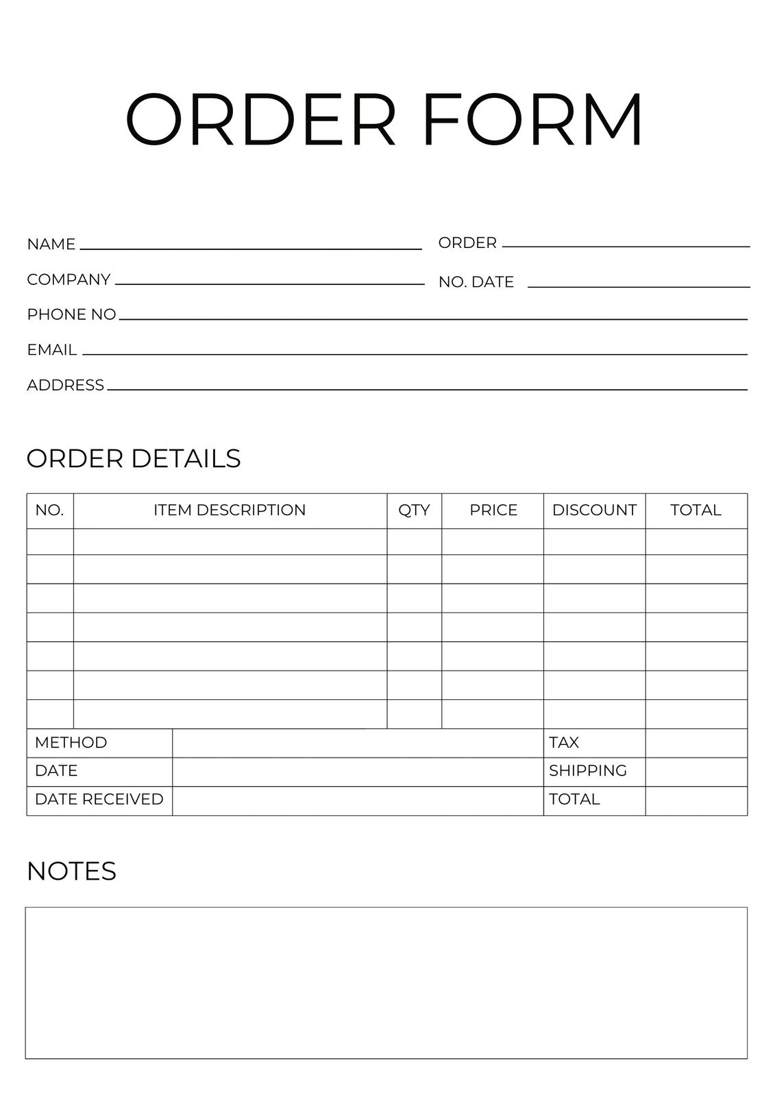 Free Printable Form Templates
