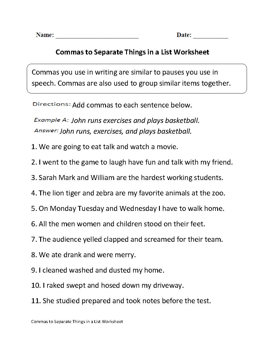 Free Free Comma Worksheet Download Free Free Comma Worksheet Png 