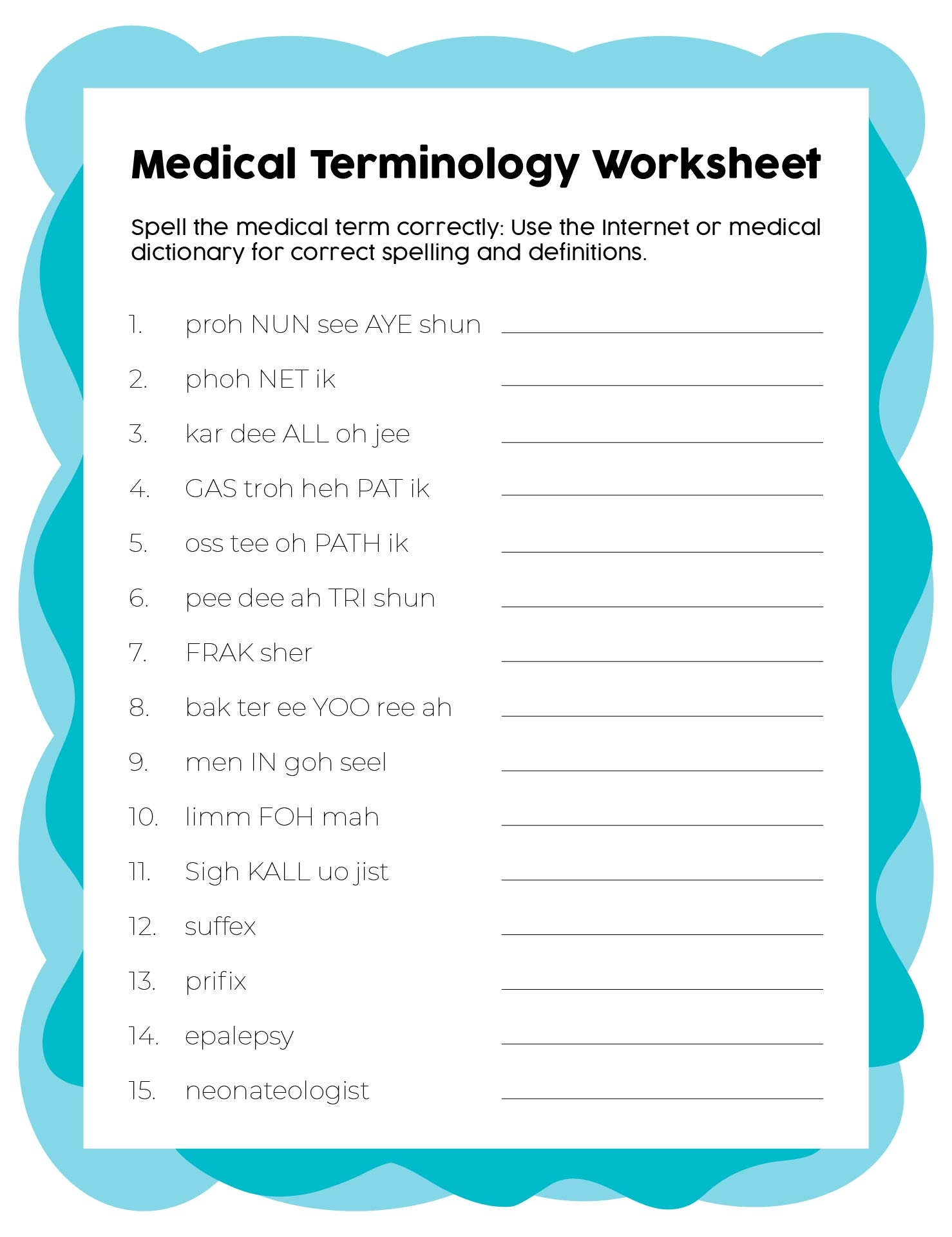Free Free Printable Medical Worksheet Download Free Free 