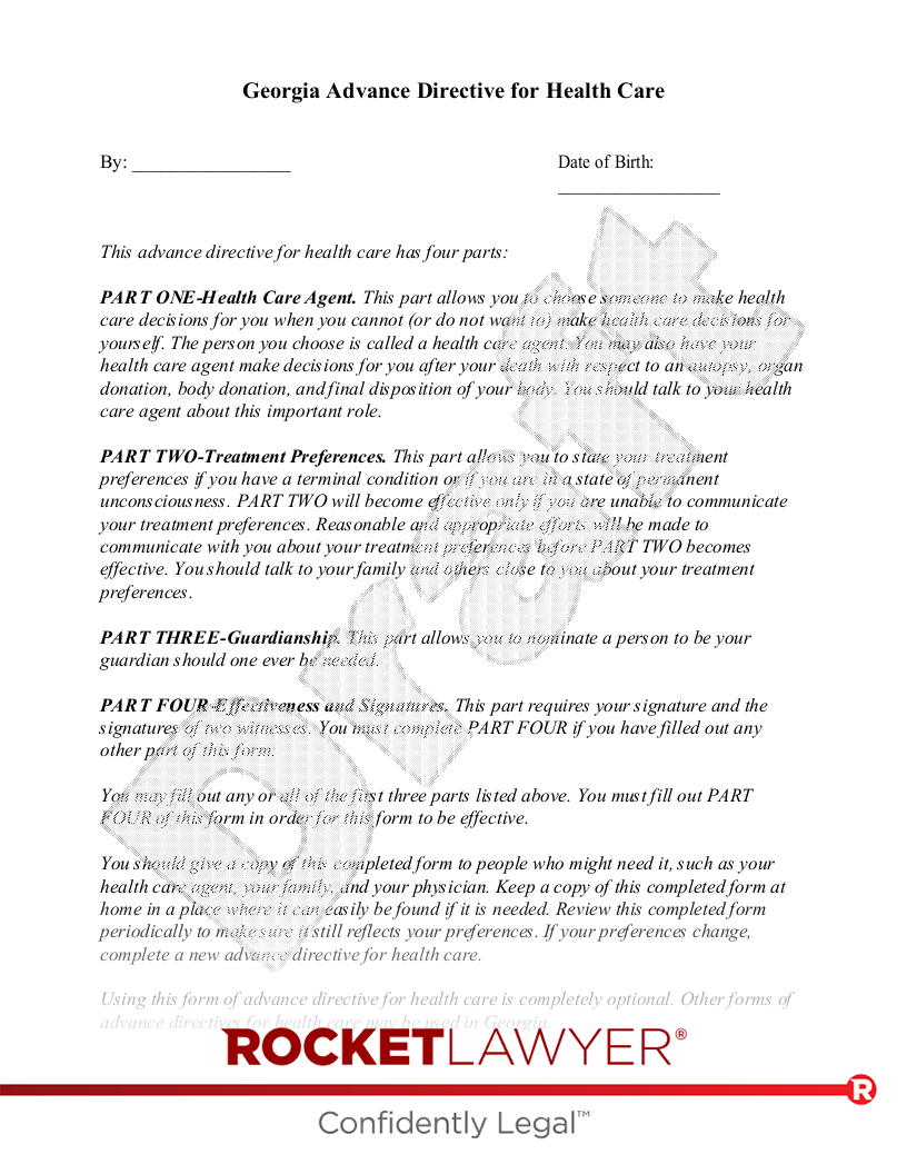 Free Georgia Living Will Make amp Download Rocket Lawyer