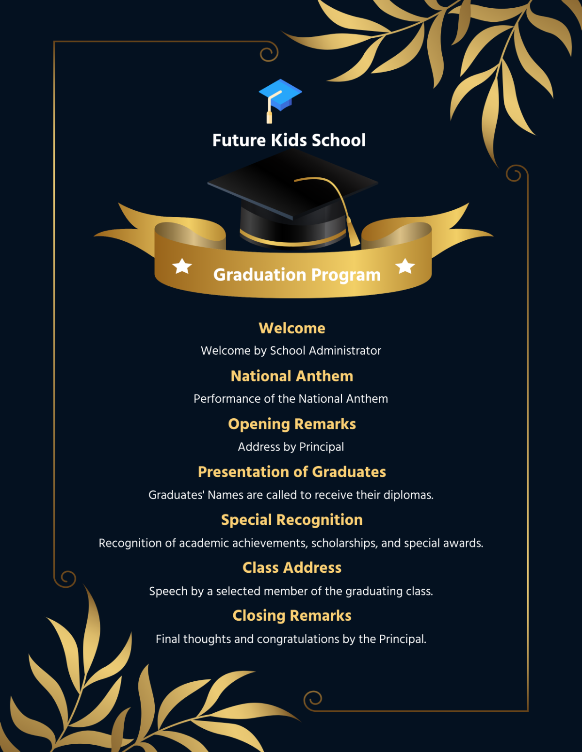 Free Graduation Program Templates Editable And Printable