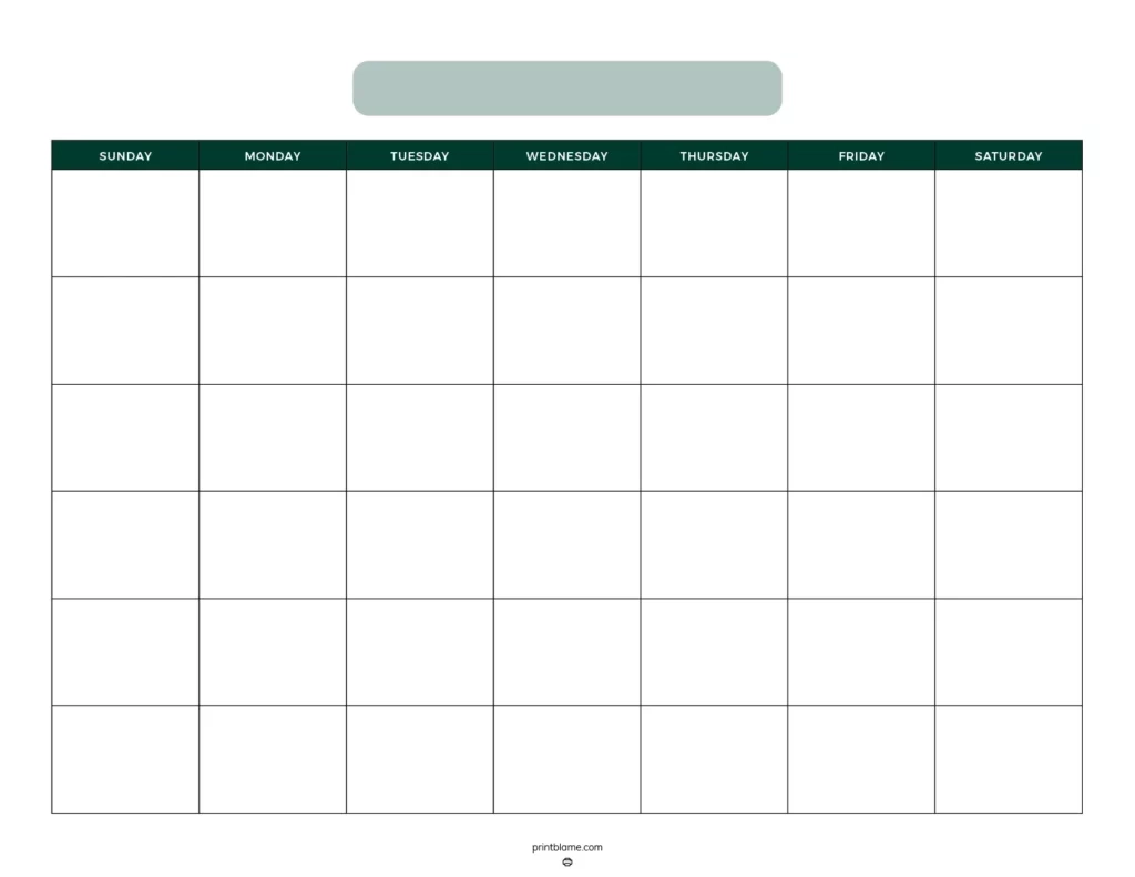 Free Blank Printable Calendar Grid