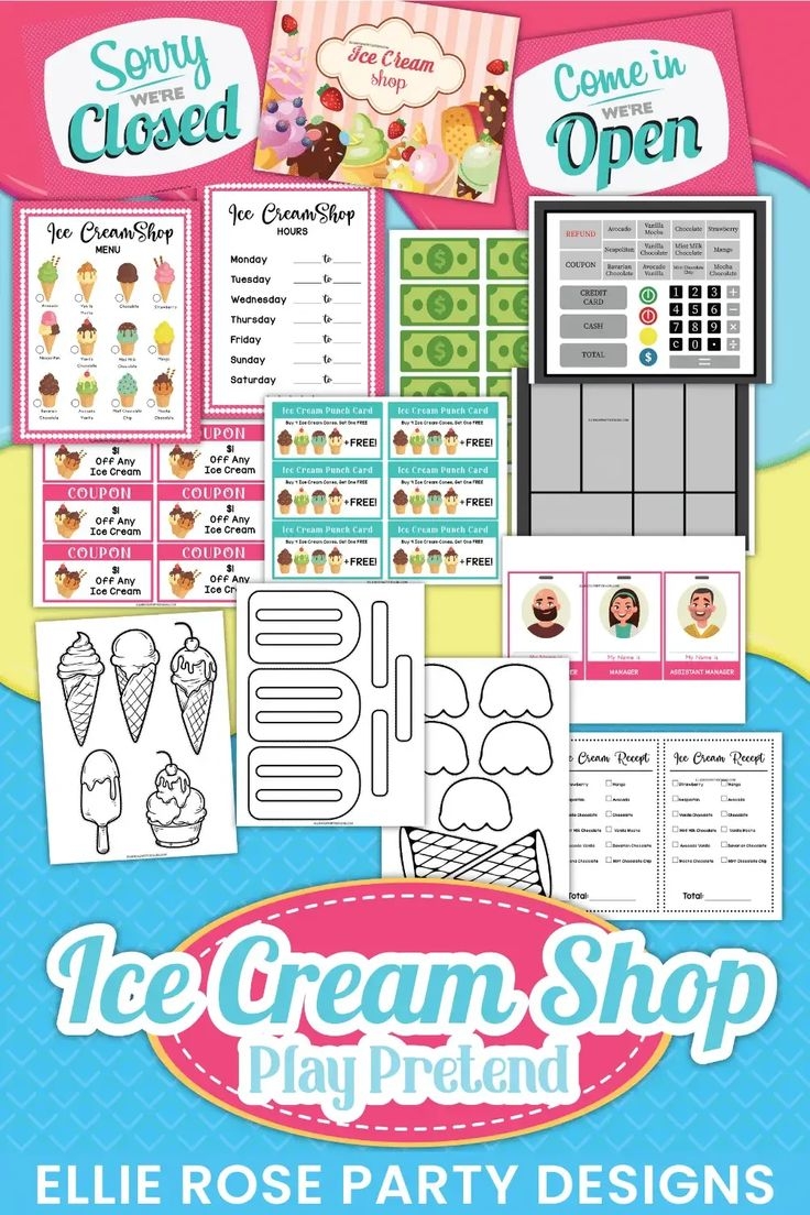 FREE ICE CREAM SHOP PRETEND PLAY PRINTABLES