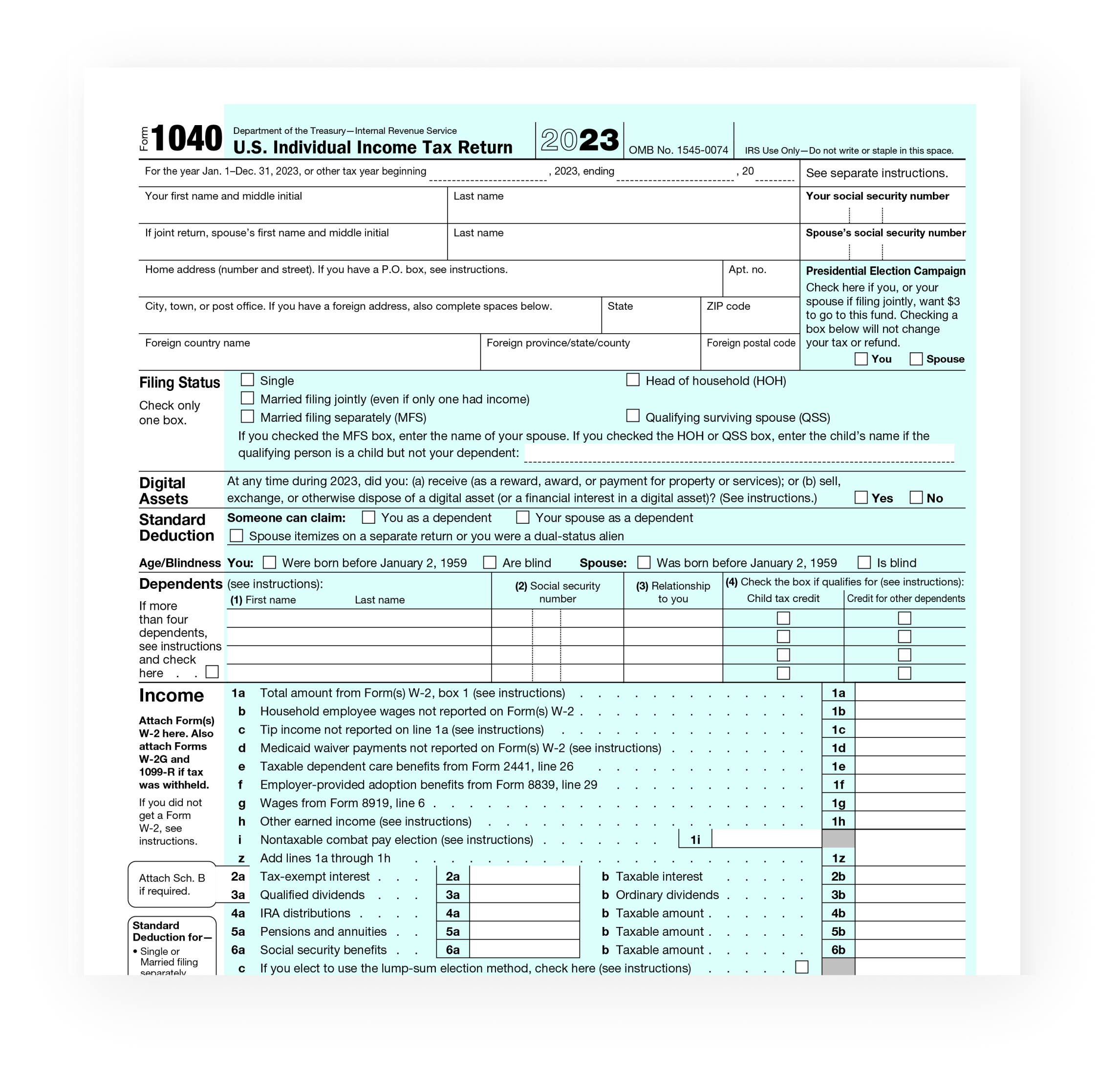 Printable Form 1040ez