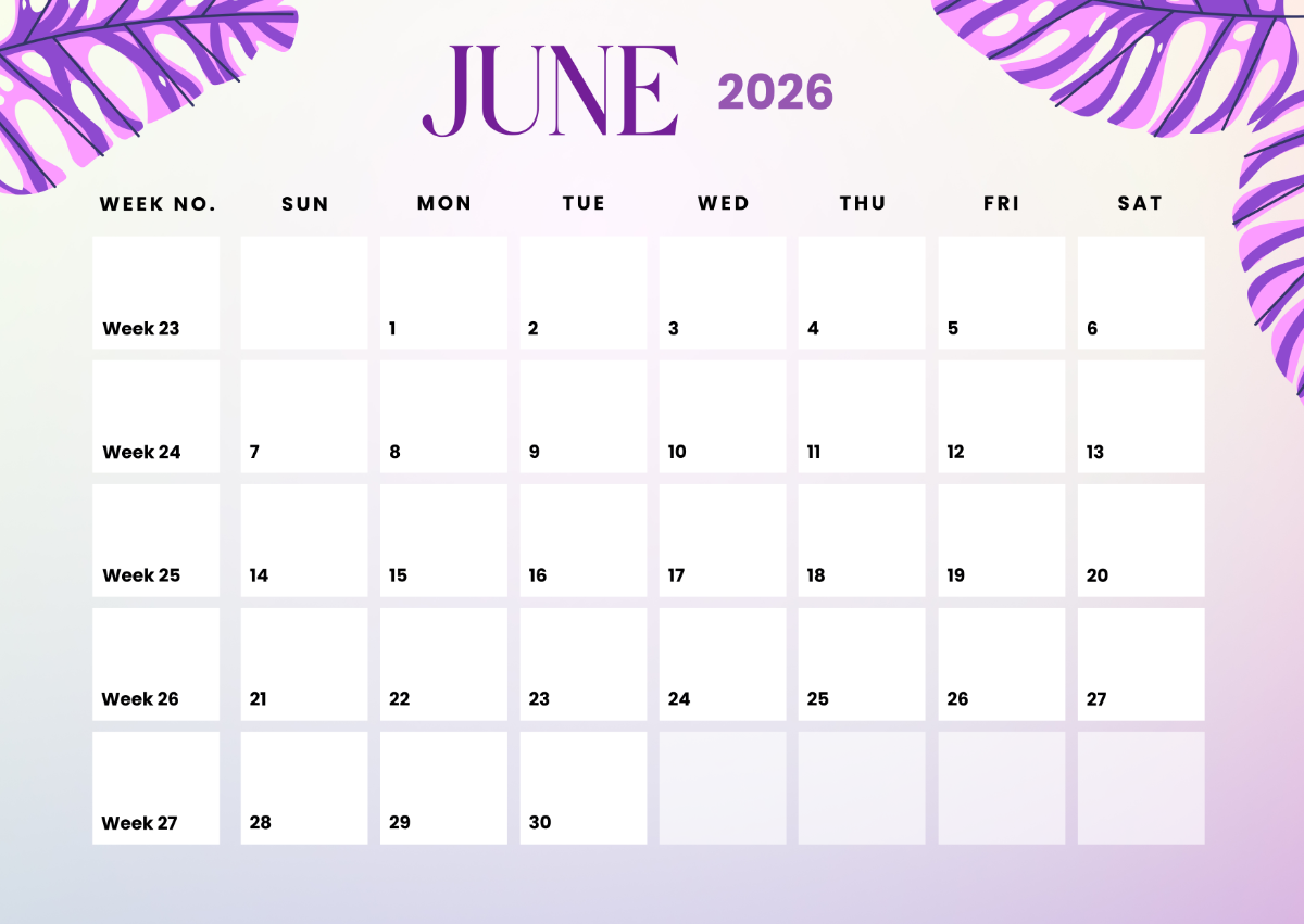 Blank Calendar For June 2026 Editable