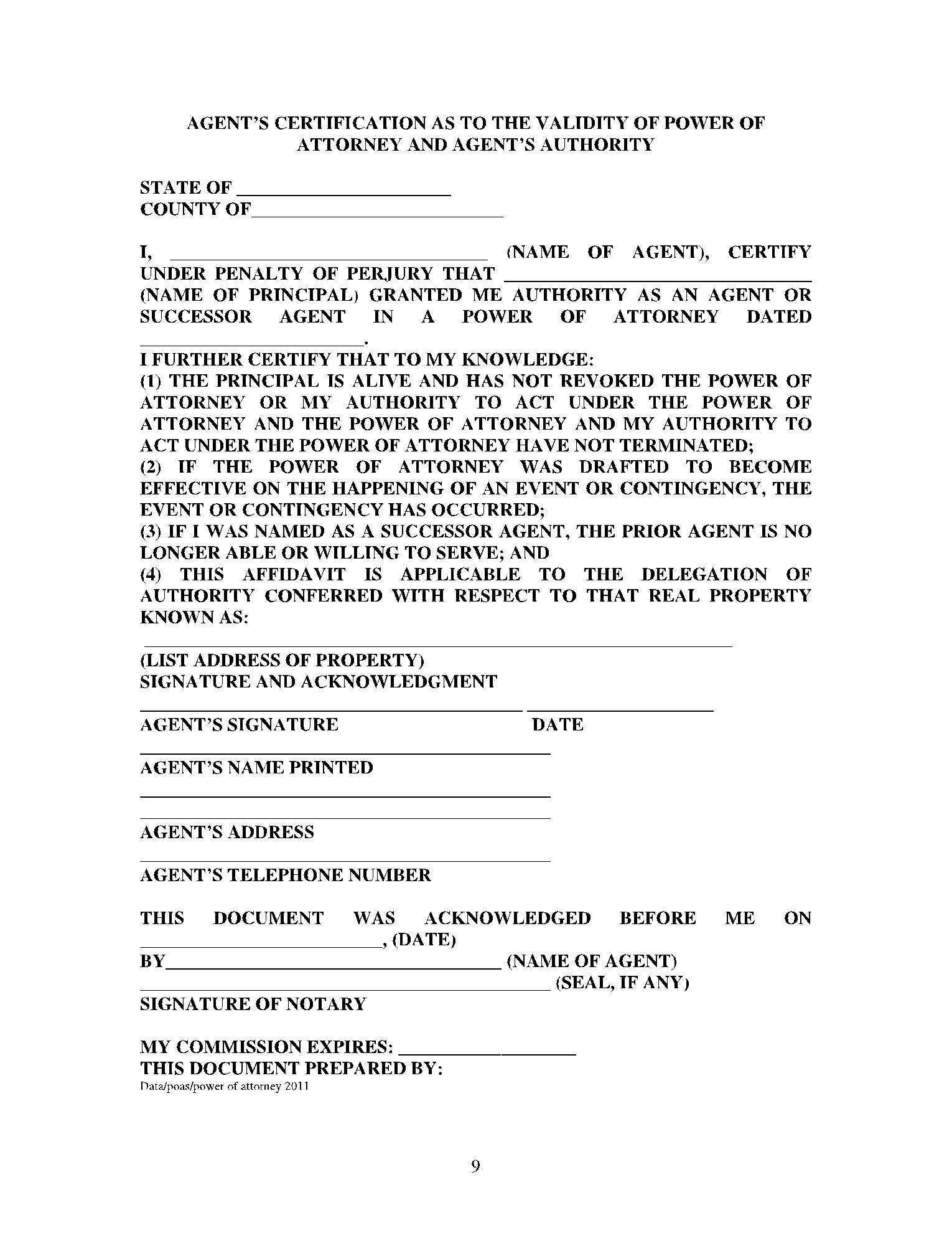 Durable Power Of Attorney Forms Printable Md