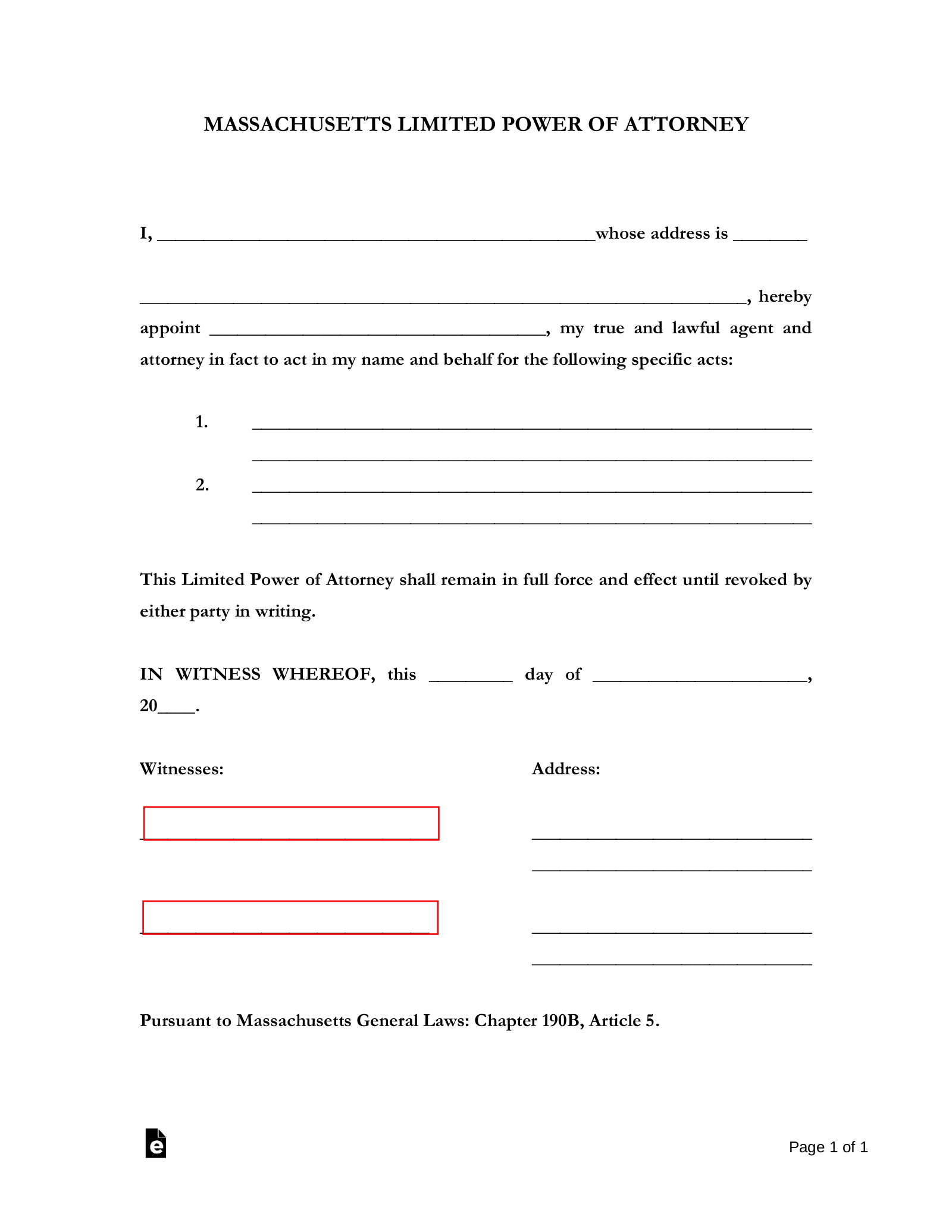 Durable Power Of Attorney Forms Printable Ma