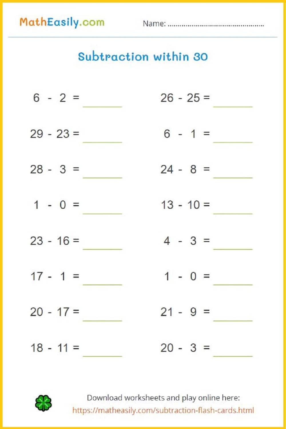 Free Printable Basic Math Worksheets