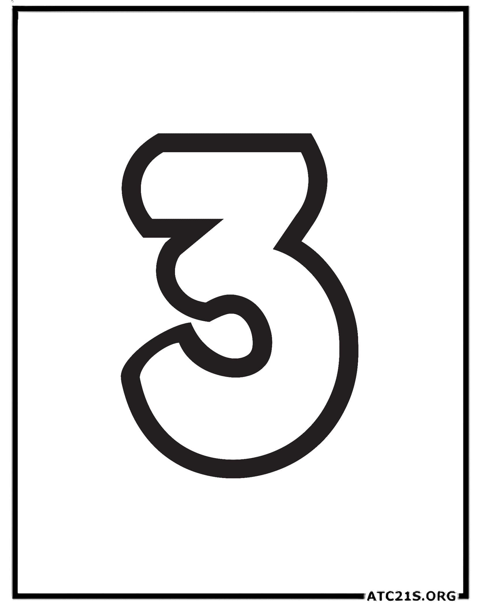 Free Number 3 Coloring Page Download Printable ATC21S