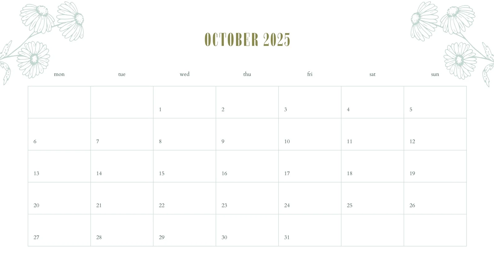 Free October 2025 Calendar Templates To Customize Canva