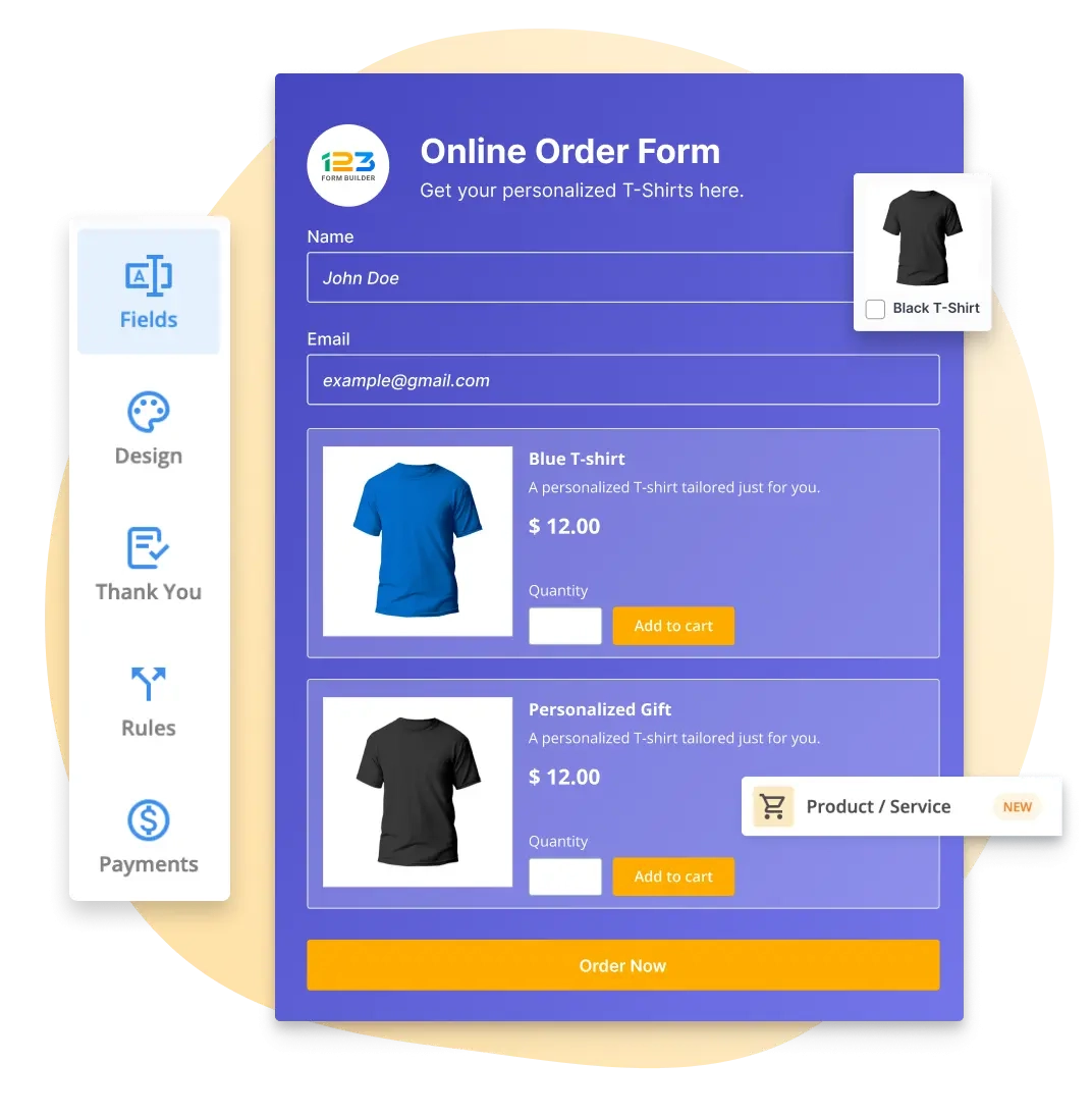 free online order form creator 123formbuilder