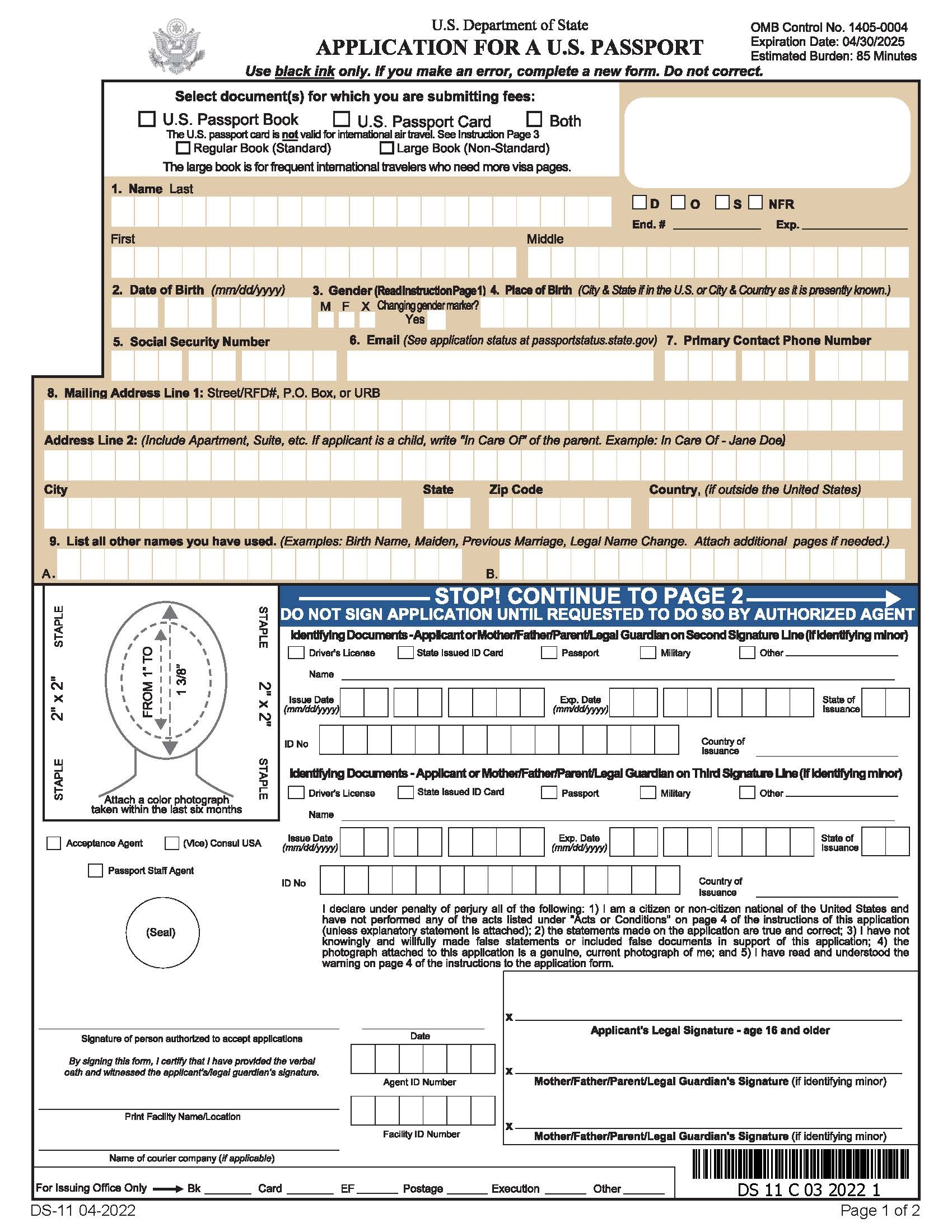 Free Passport Application Form DS 11 Apply For A New Passport 