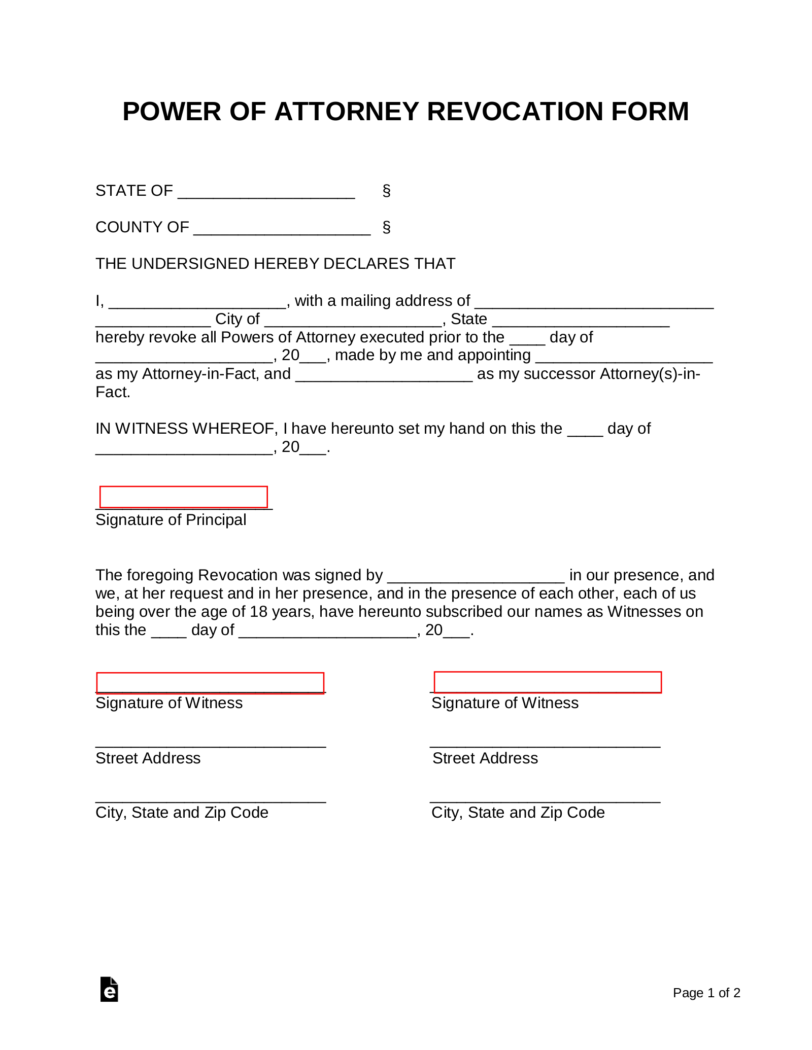 Free Power Of Attorney Revocation Form Revoke A POA PDF Word 