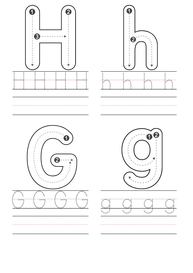 Letter H Printable Worksheets