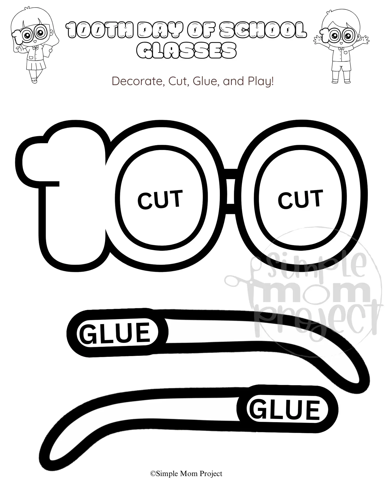 Free Printable 100th Day Of School Glasses Template Simple Mom 