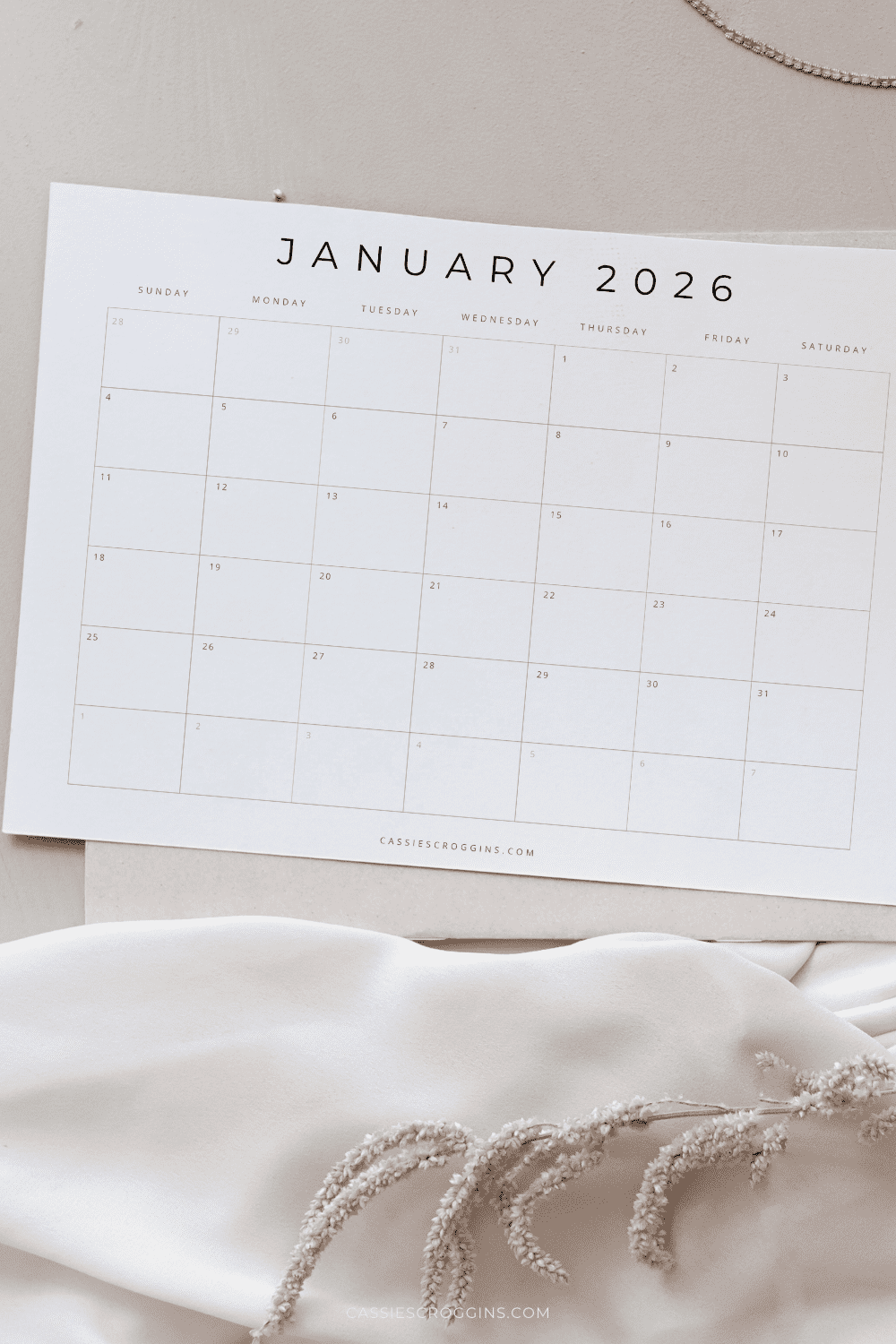Calendar Blank 2026 Printable