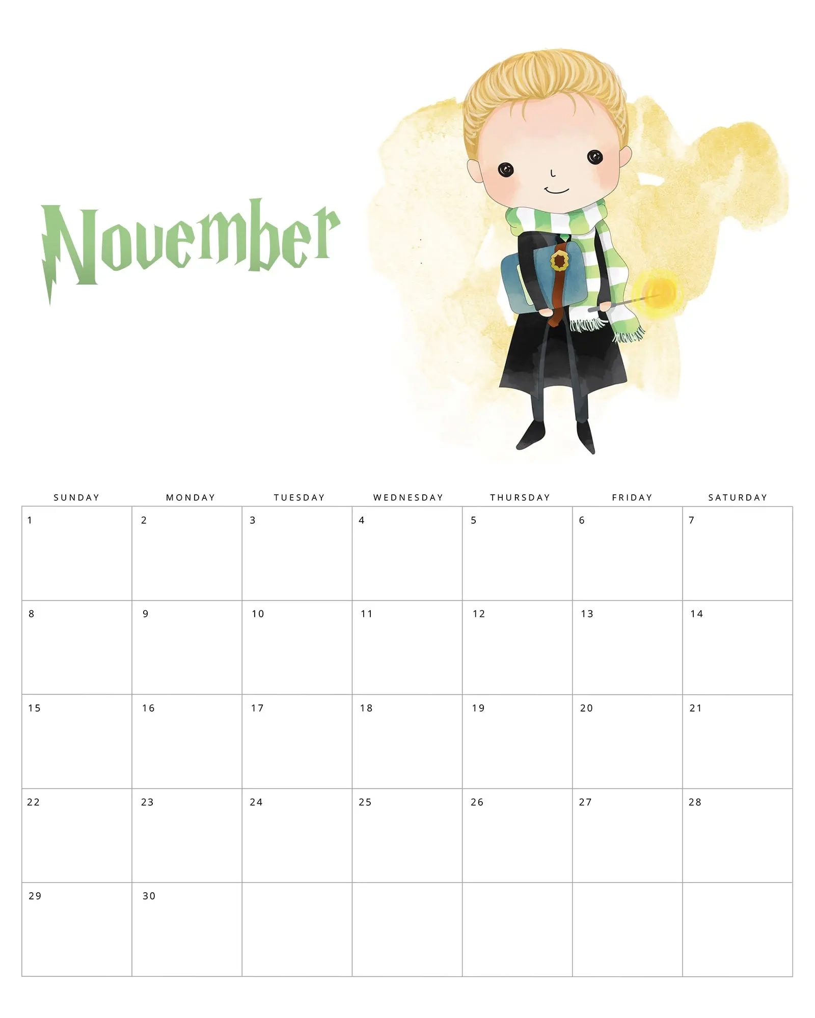 Free Printable 2026 Harry Potter Calendar The Cottage Market