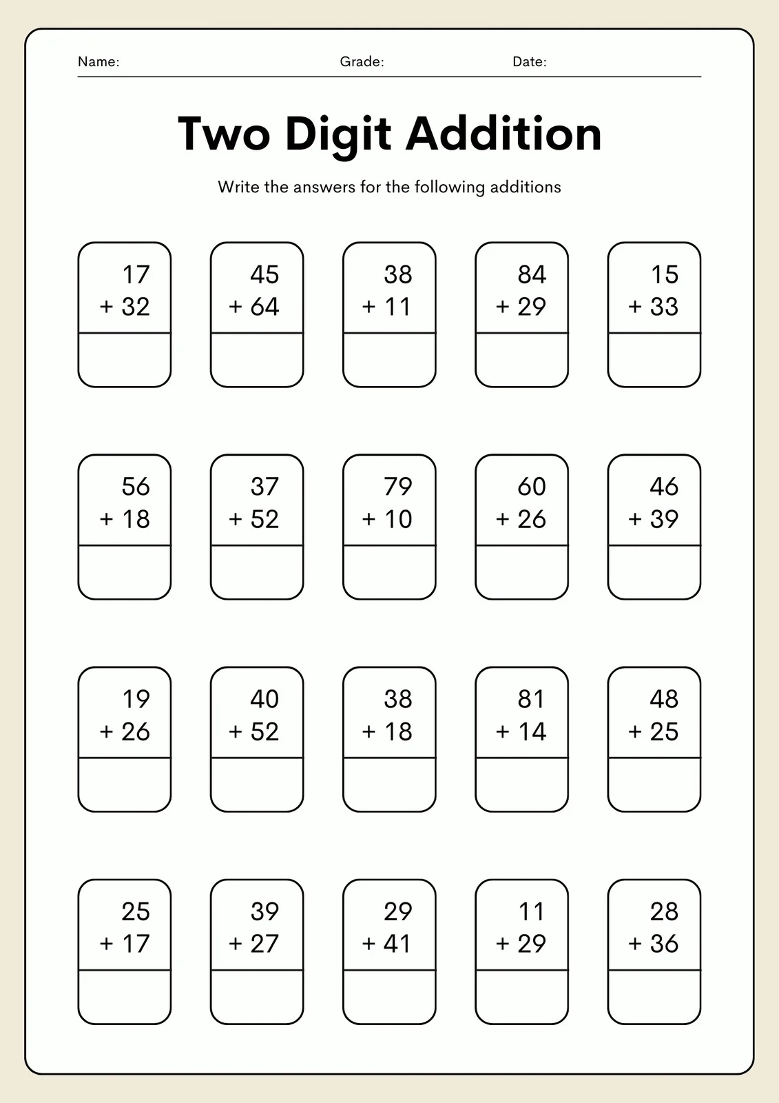 Easy Math Free Printable Worksheets