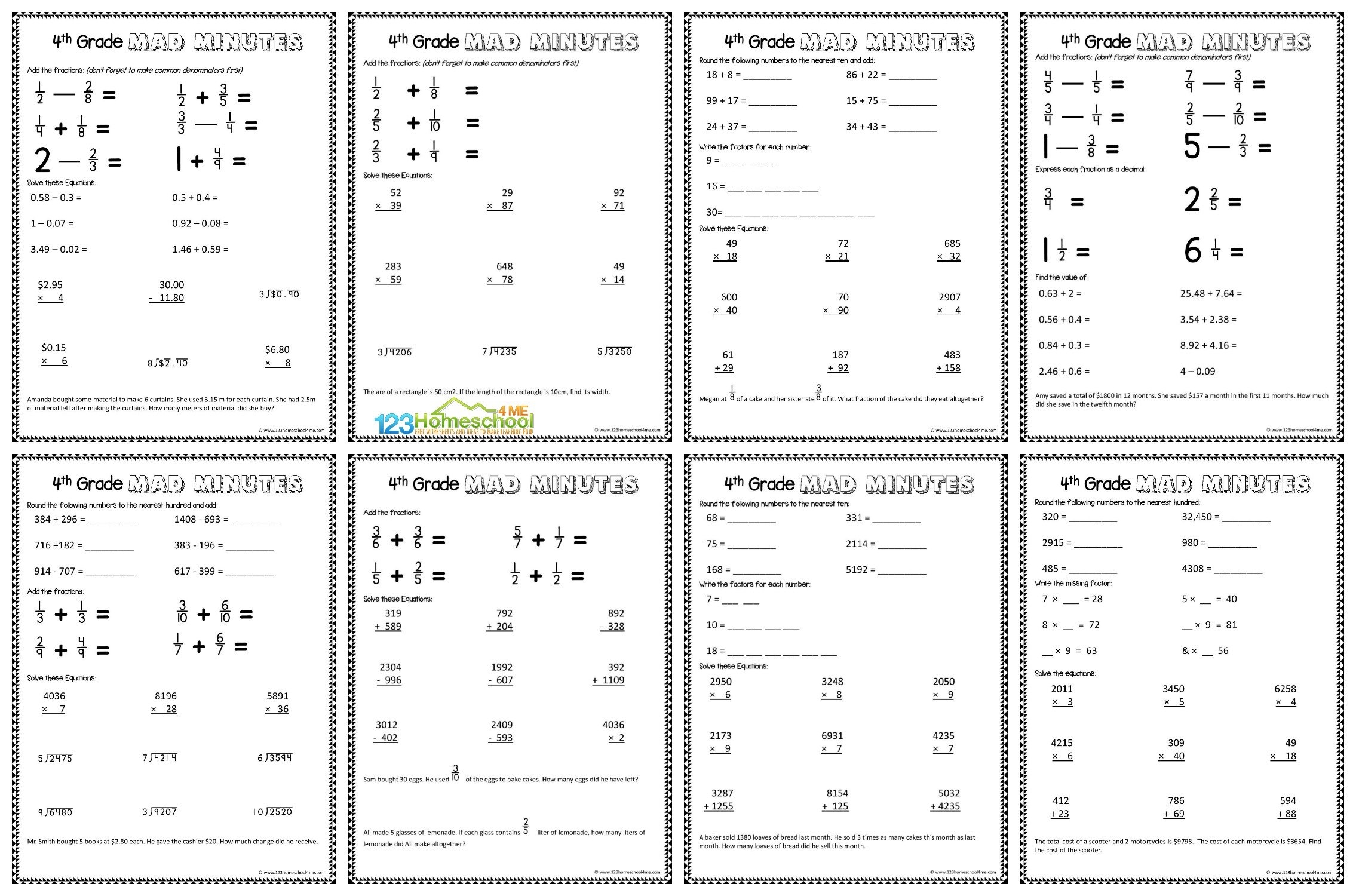  FREE Printable 4th Grade Math Worksheets Pdf Worksheets Library