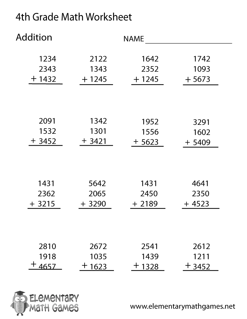 Printable 4th Grade Worksheets Free