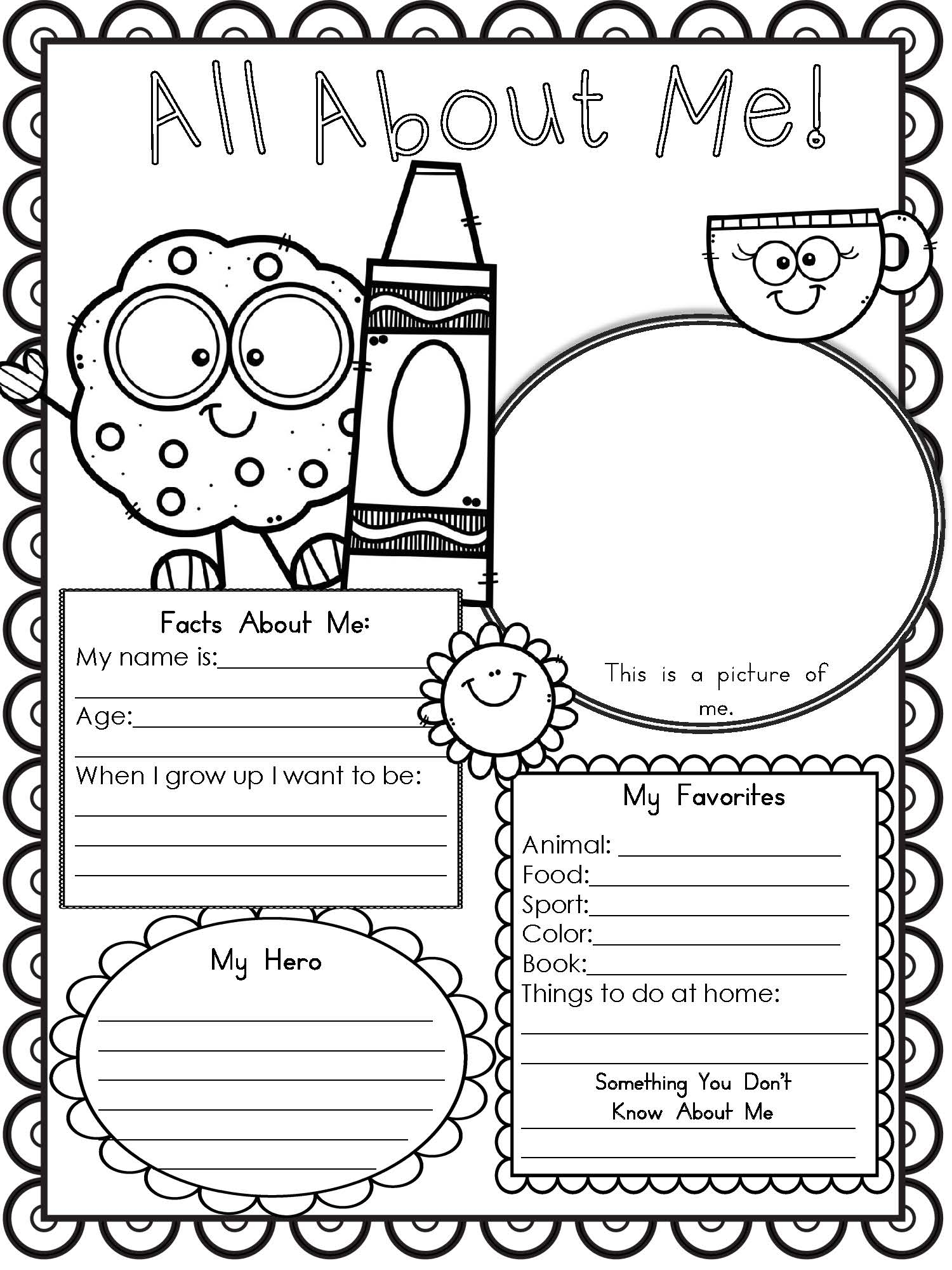 Printable All About Me Worksheet Activity