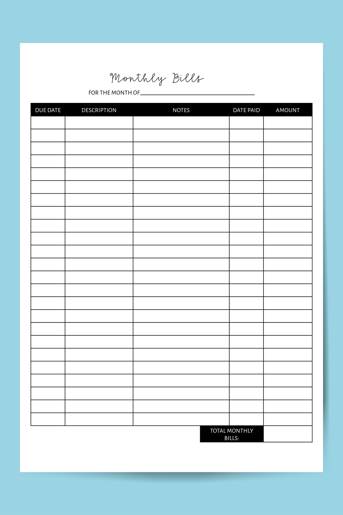 Free Printable amp Digital Monthly Expense amp Budget Tracker