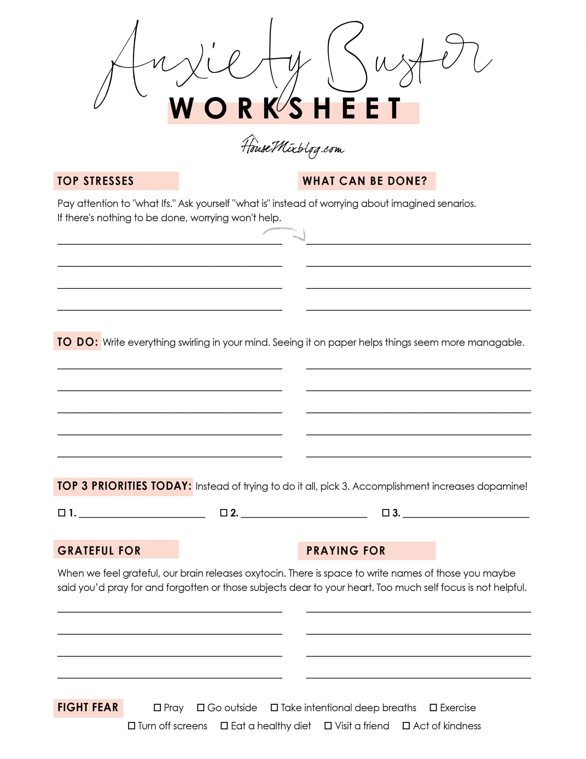 Free Printable Anxiety Worksheets amp amp Resources Free Printable 