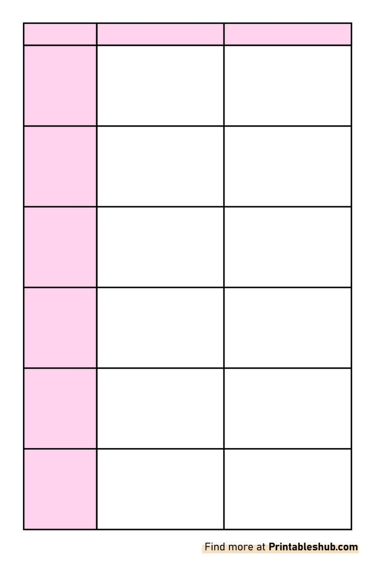 Free Printable Blank 6 Column Chart Template