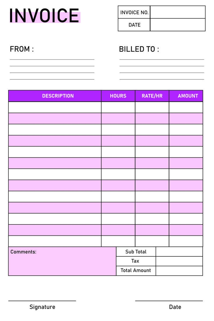 Blank Invoice Template Printable