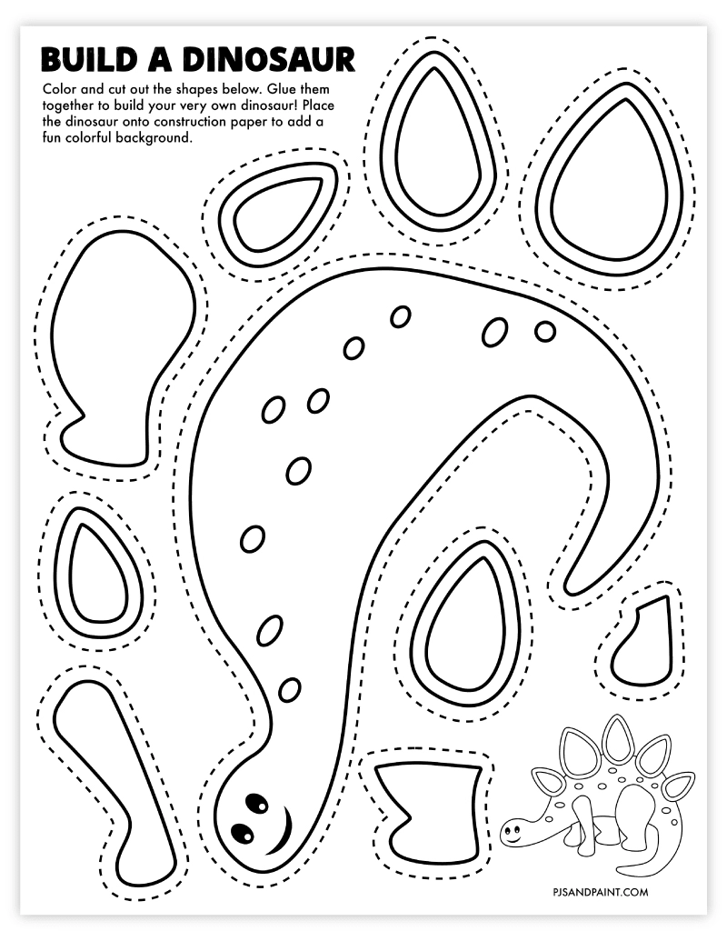 Free Printable Build A Dinosaur Craft Pjs And Paint