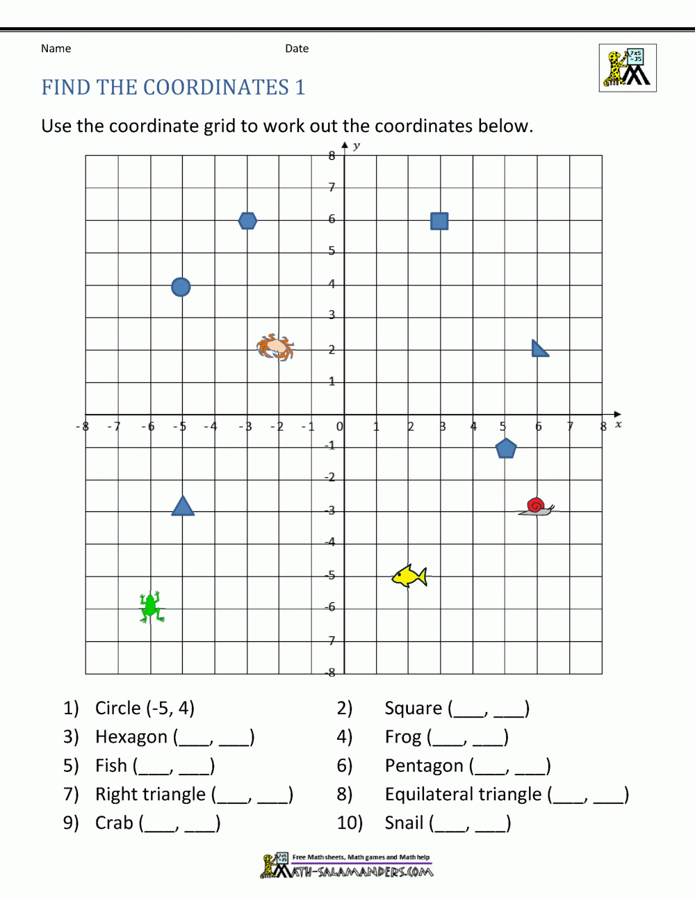 Free Printable Coordinate Plane Worksheet Download And Practice 