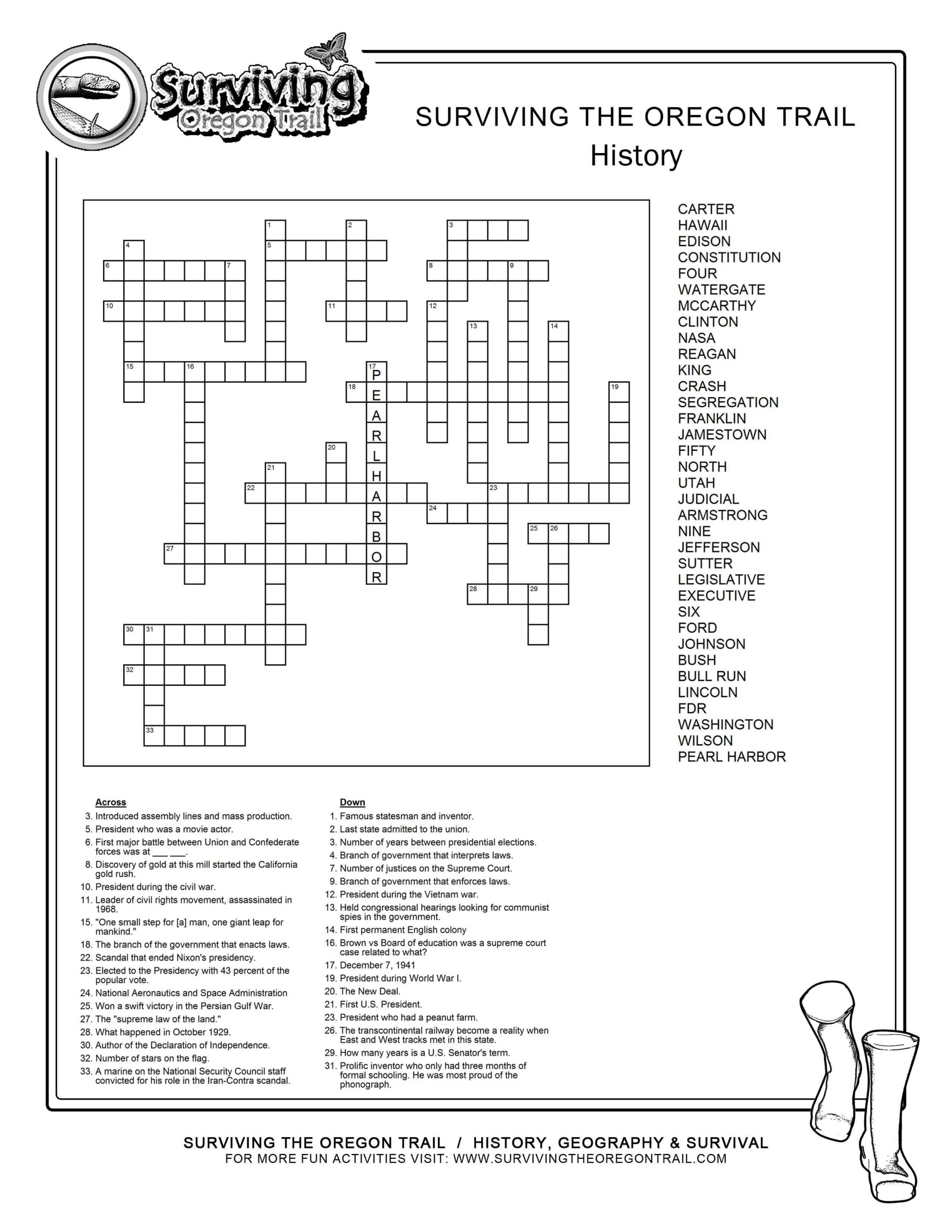 Printable Crossword Puzzles 6th Grade