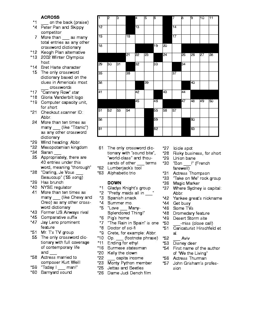 Very Difficult Crossword Puzzles