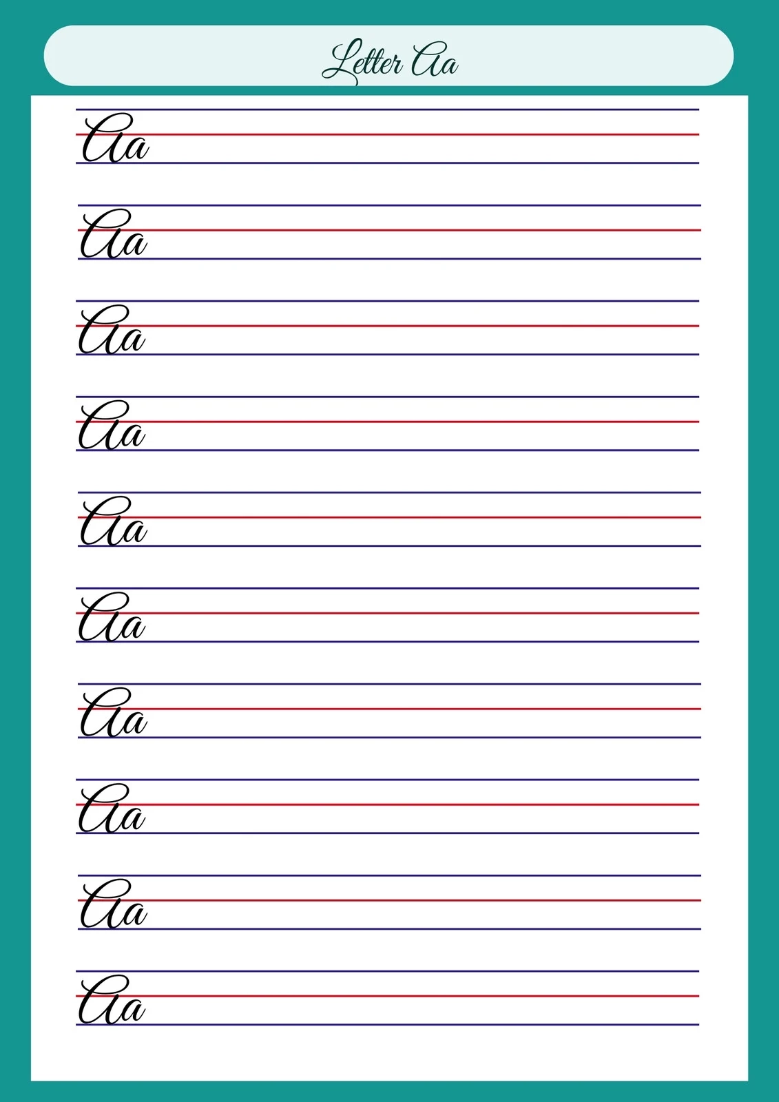 Free Printable Cursive Worksheet Alphabets