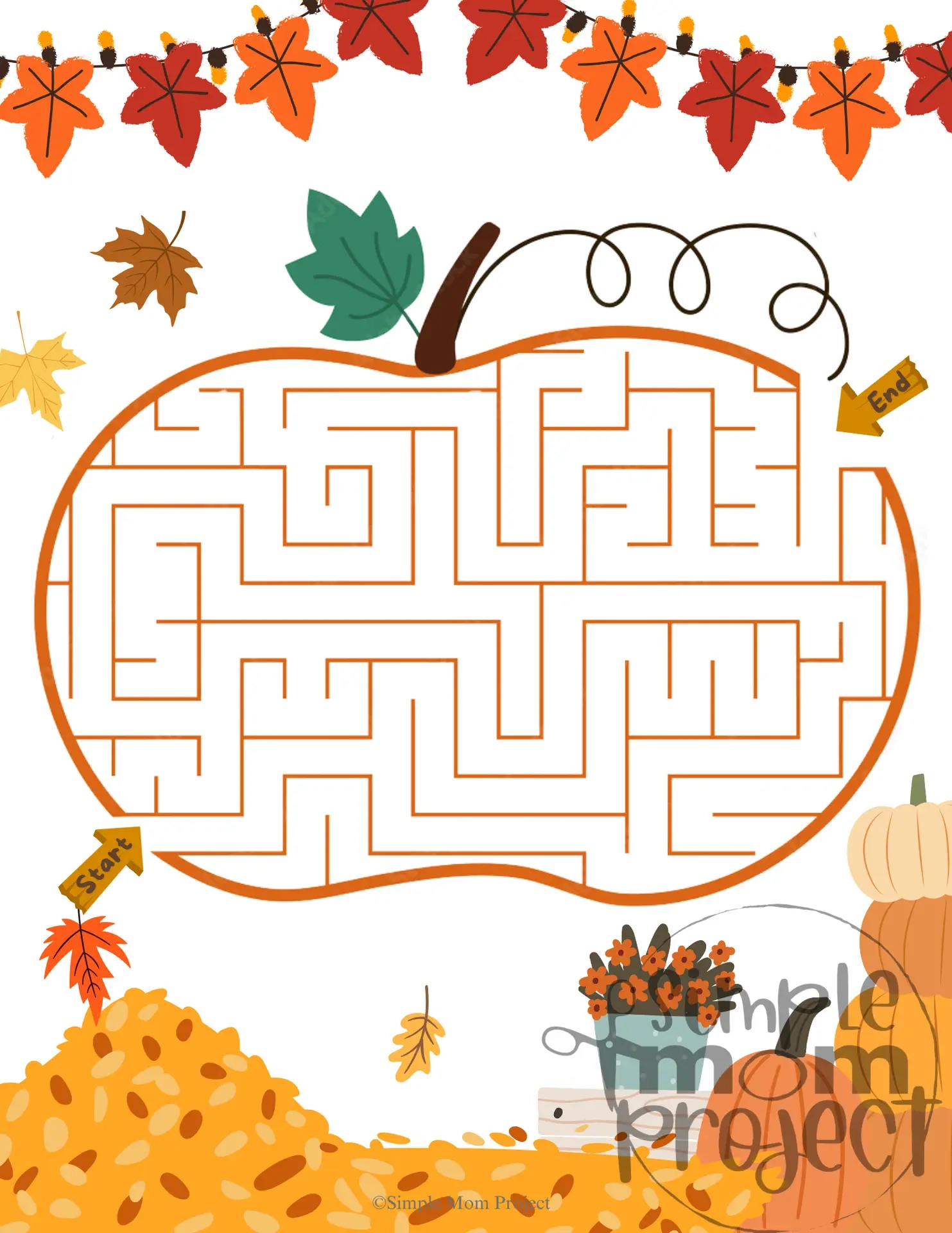 Free Printable Fall And Autumn Maze Worksheet For Kids Simple 