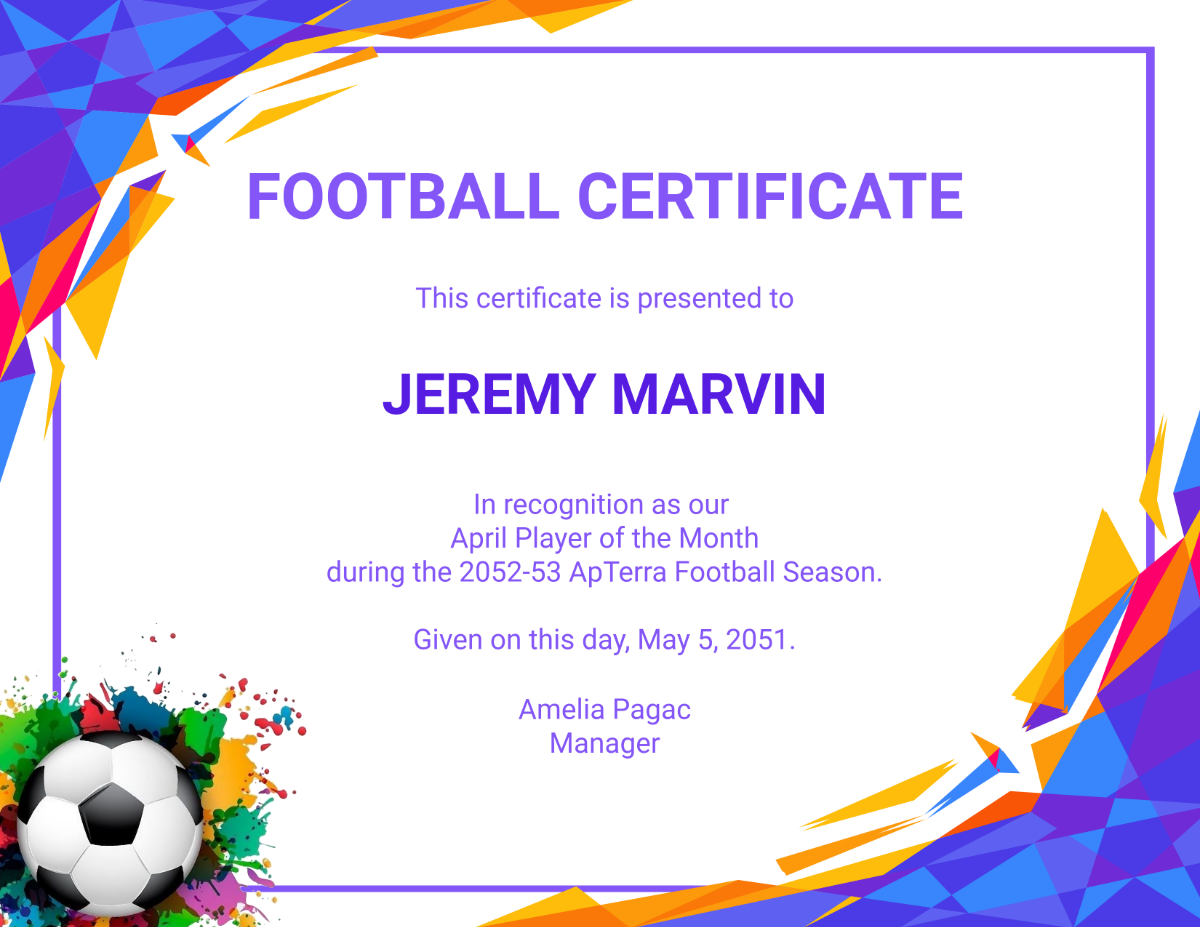 Free Printable Football Certificate Templates To Customize Online