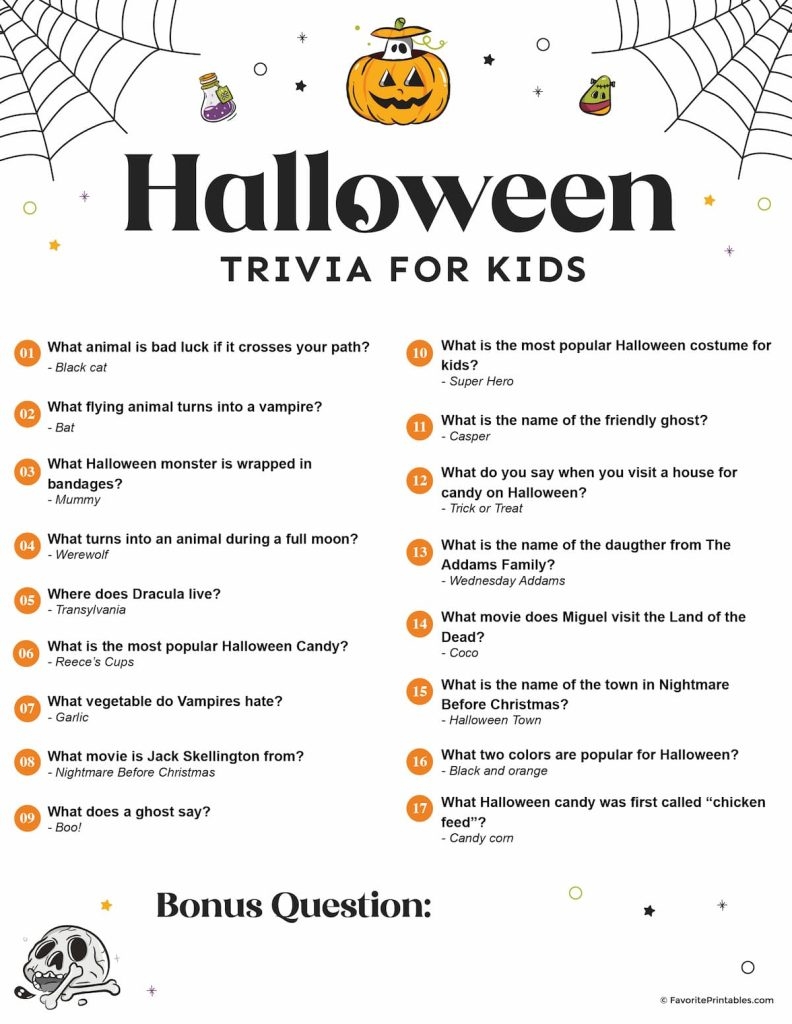 Trivia Worksheets Printable