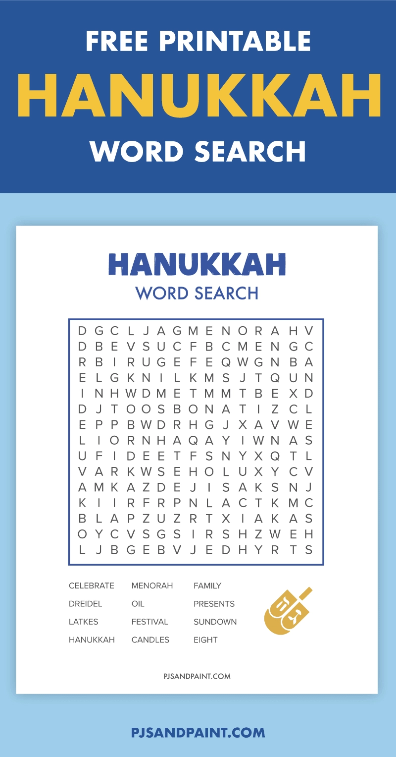 Free Printable Hanukkah Word Search Pjs And Paint