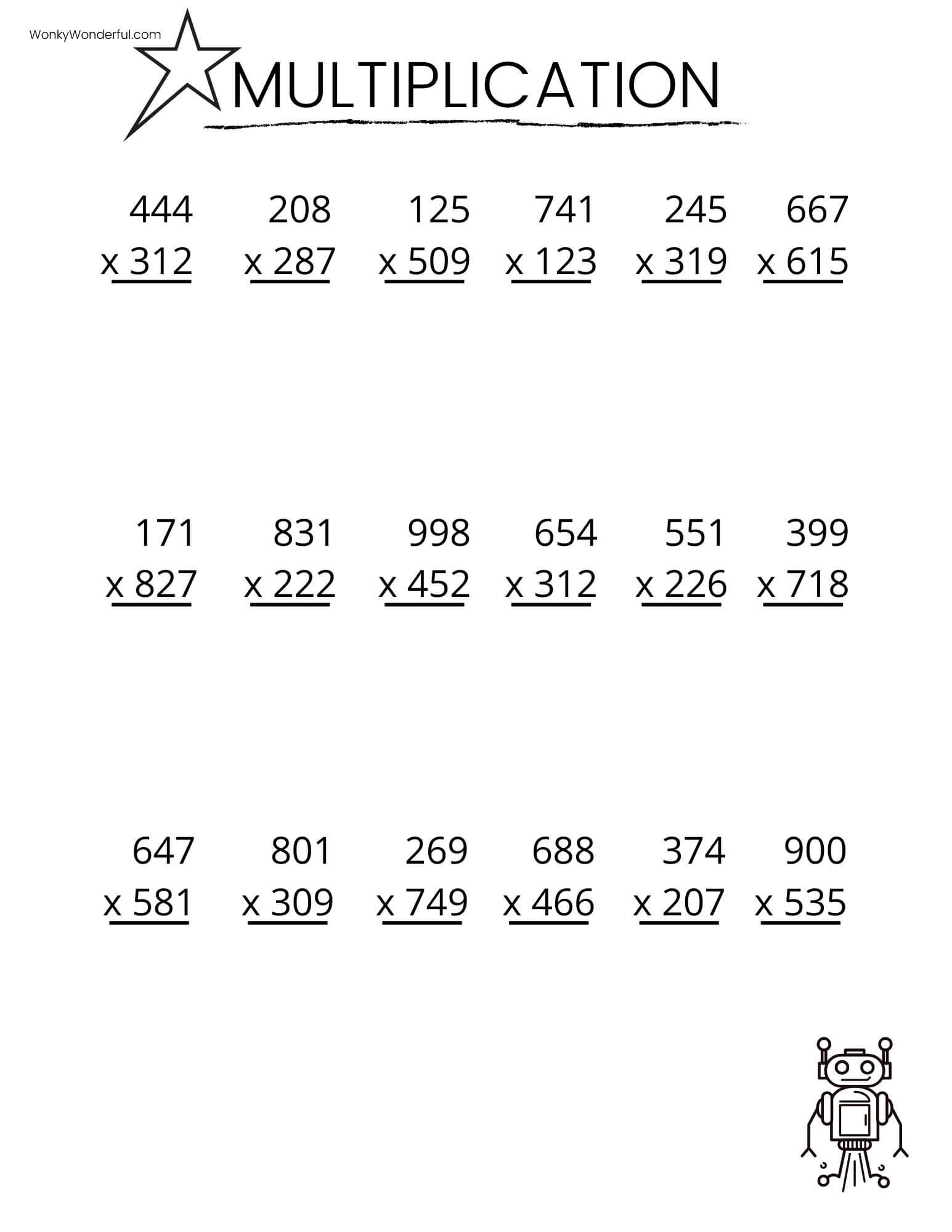 FREE PRINTABLE MULTIPLICATION WORKSHEETS WonkyWonderful