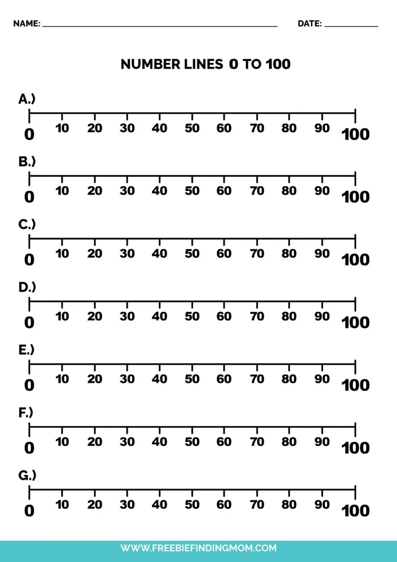 Free Printable Number Line To 100 PDFs