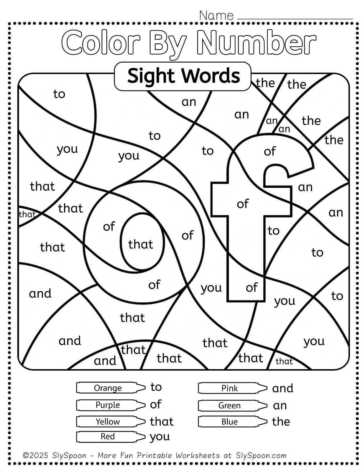 Color By Word Printables Free