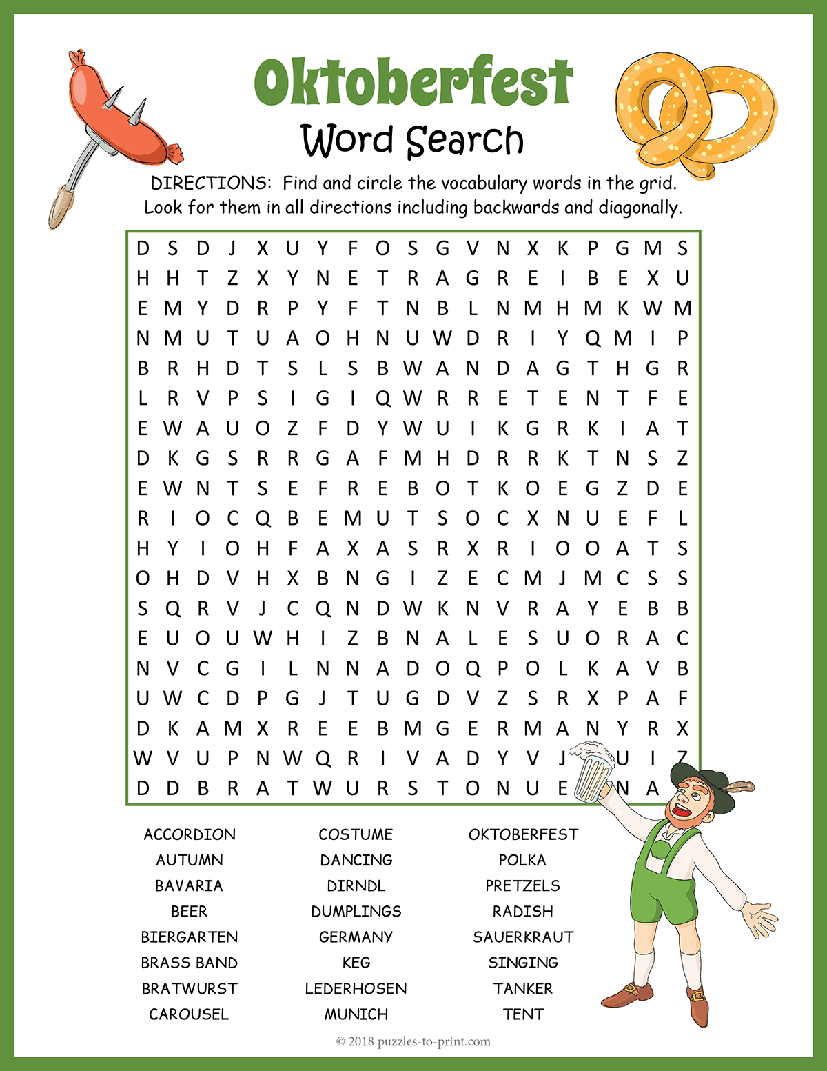 German Word Search Puzzles Printable