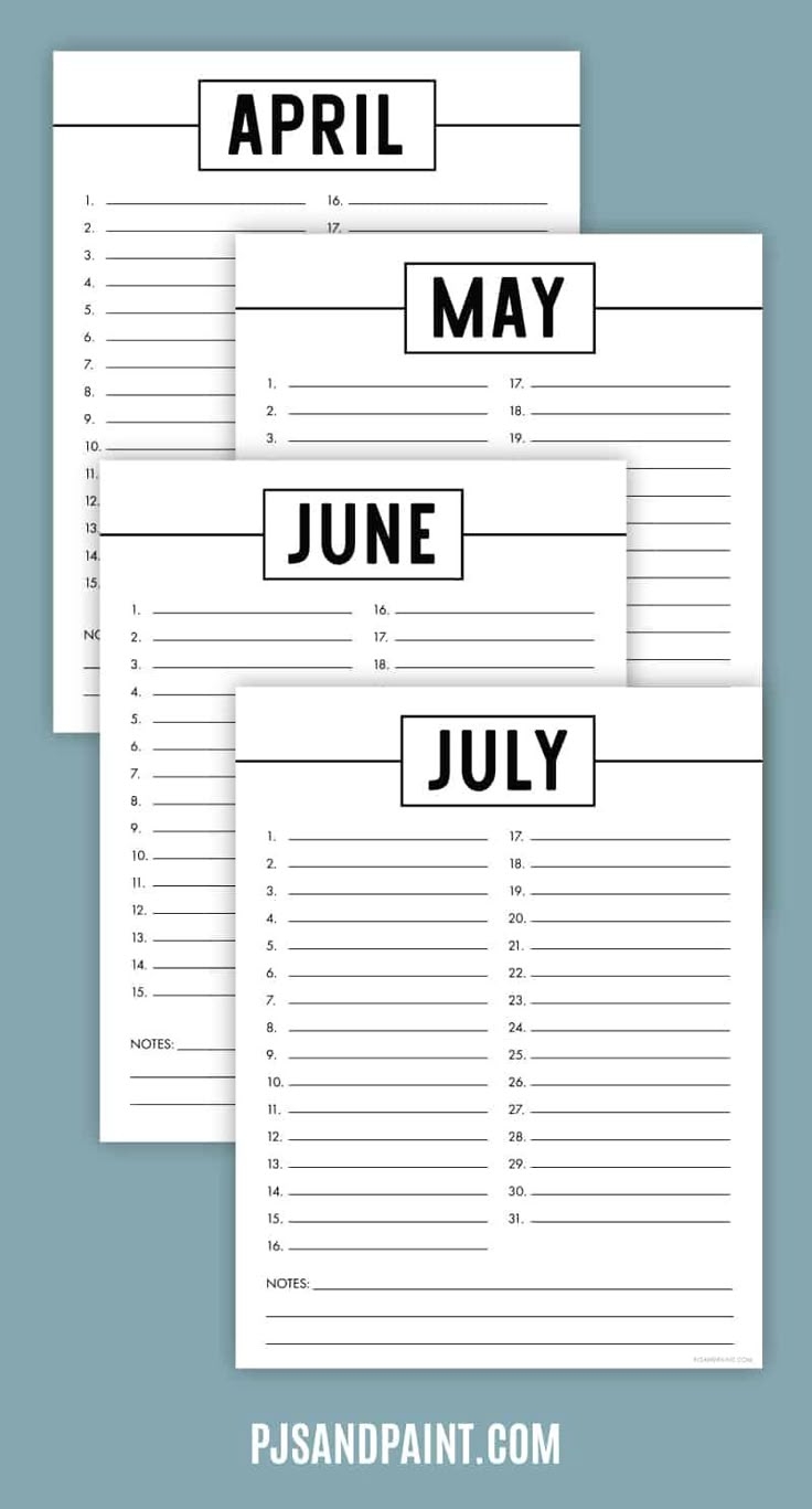 Blank Perpetual Calendar Printable