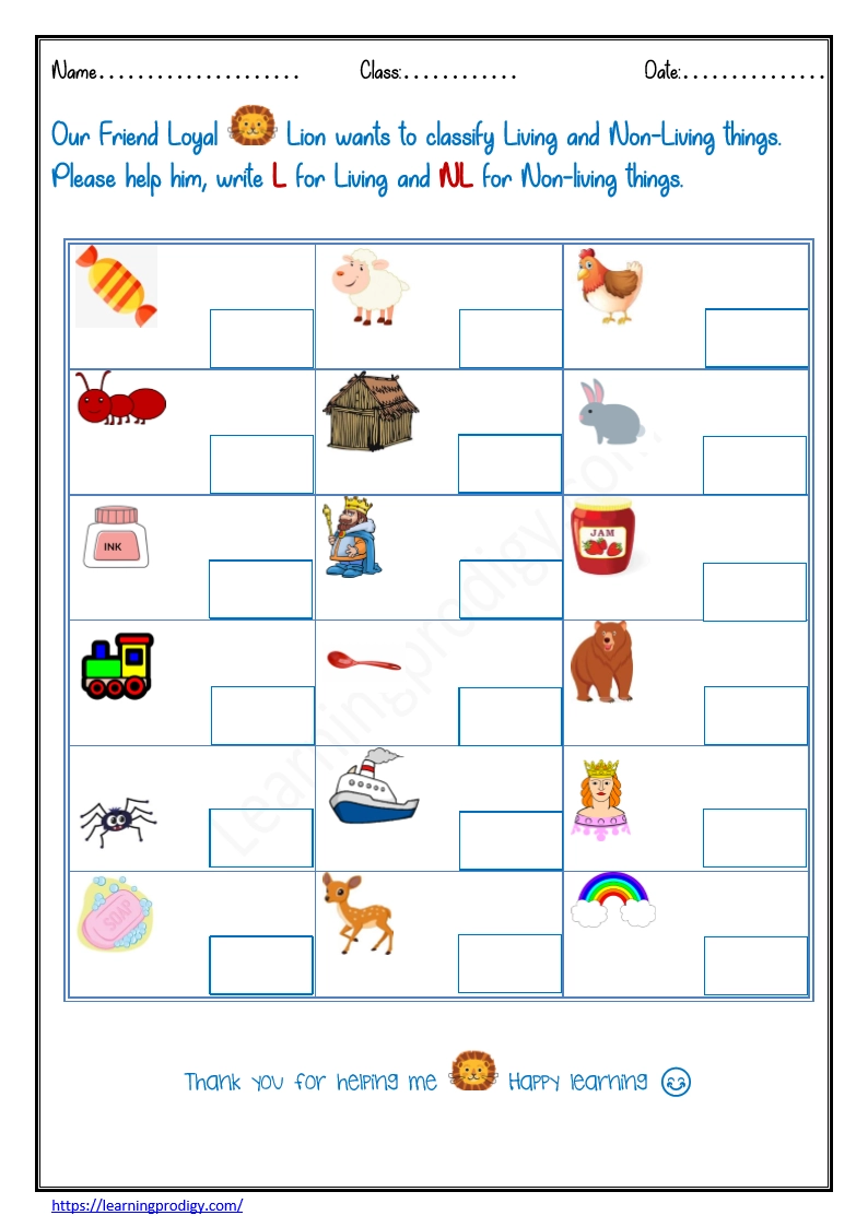 Free Printable Science Worksheet For Grade 1 Living Things And Non 