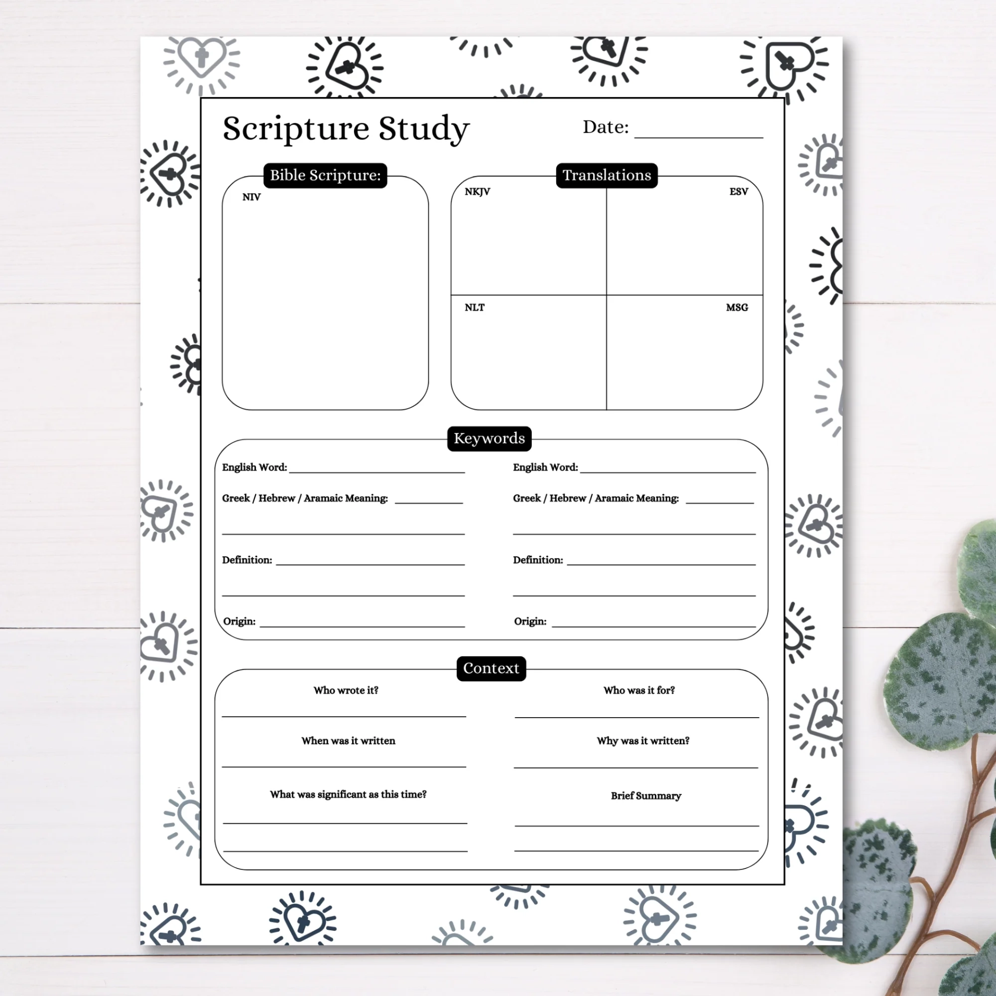 Free Printable Scripture Study Worksheet PDF Digitals And Downloads